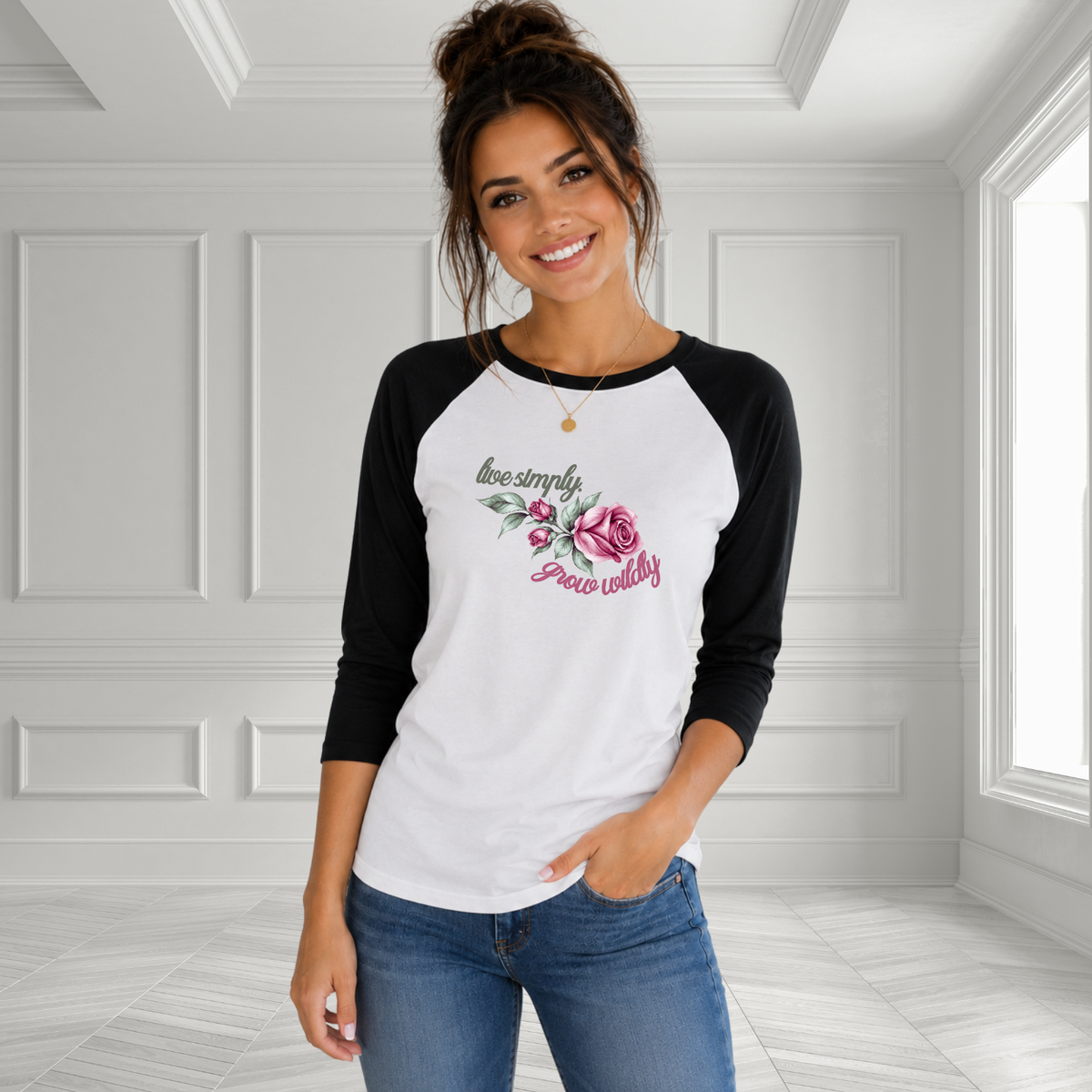 Live Simply, Grow Wildly Baseball Tee