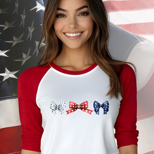 Patriotic Bows Baseball Tee