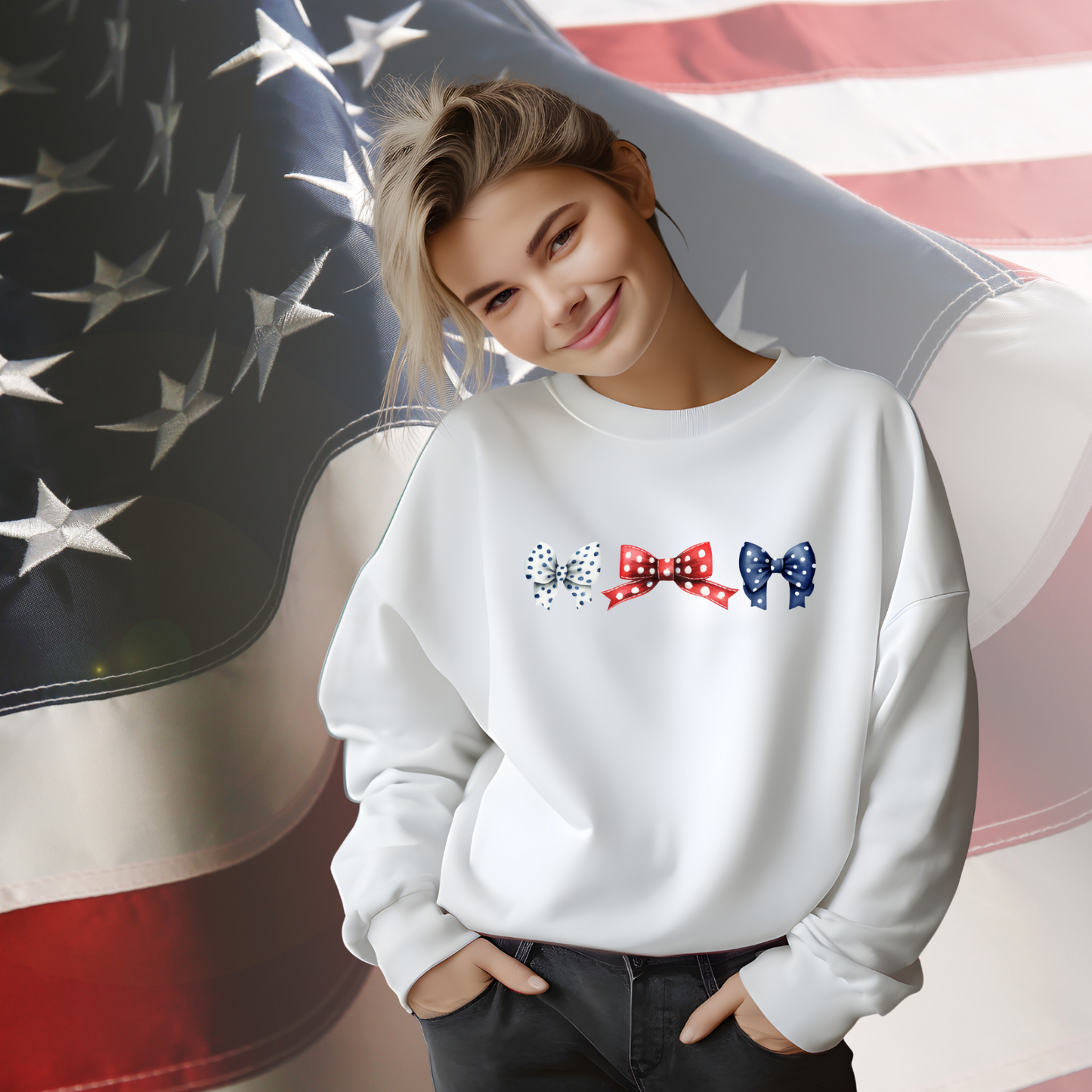 Patriotic Bows Crewneck Sweatshirt