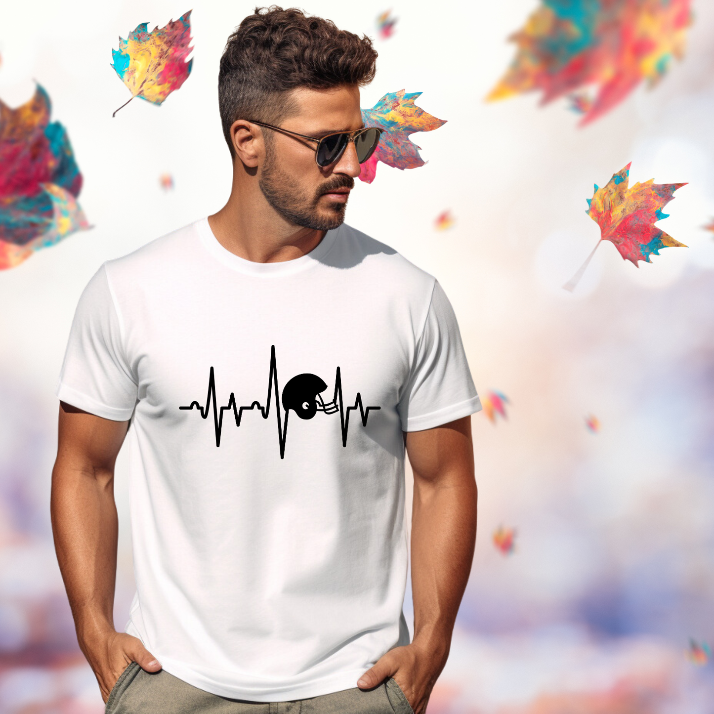 Football Helmet Heartbeat T-Shirt