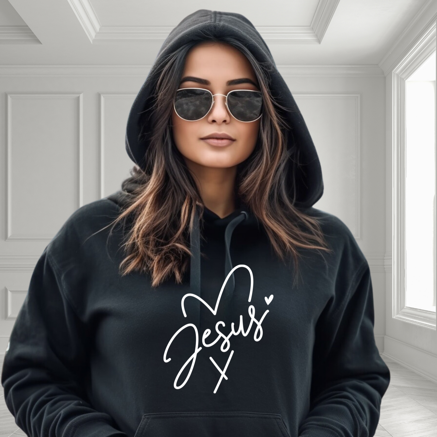 Love Jesus Heart Pullover Hoodie