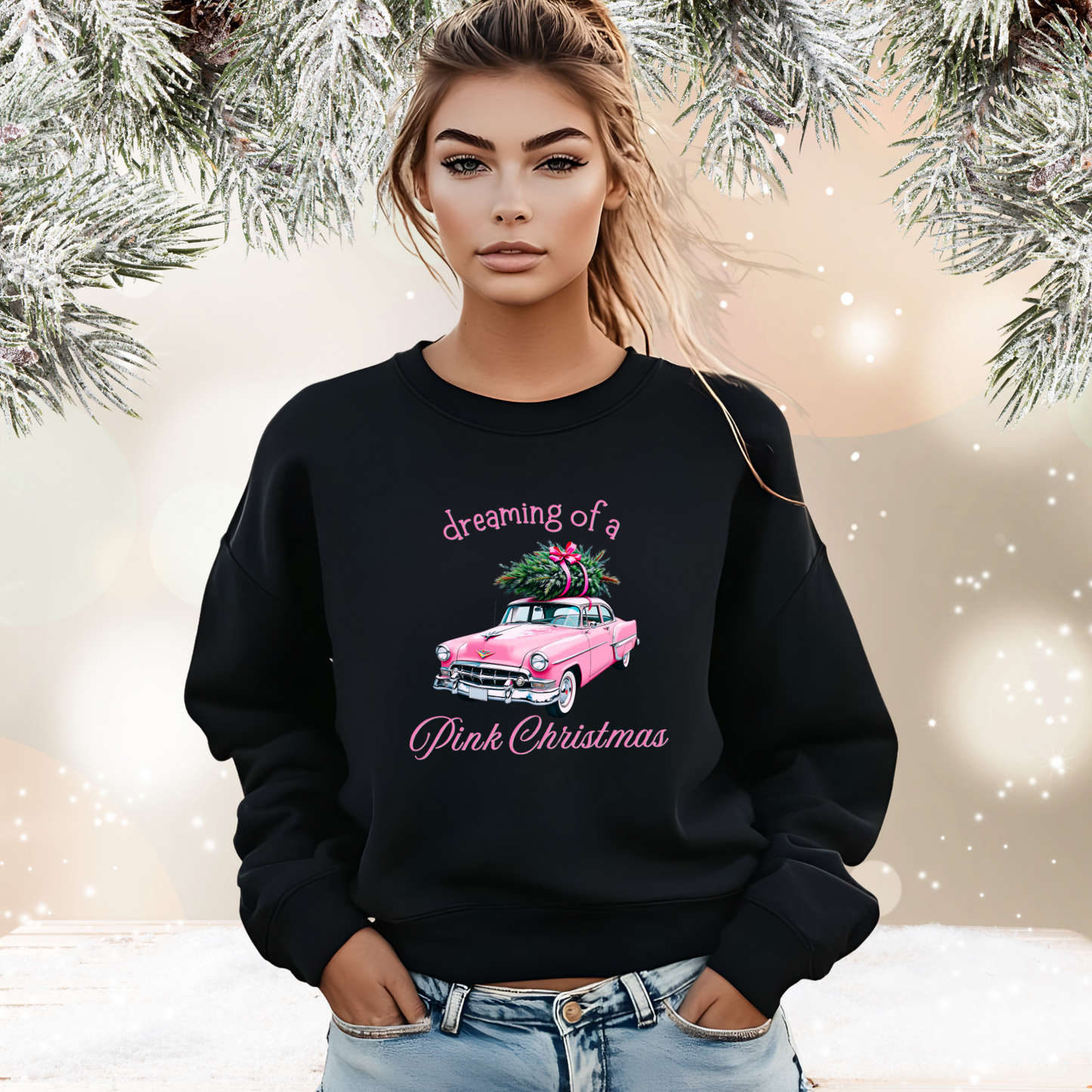 Dreaming Of A Pink Christmas Crewneck Sweatshirt