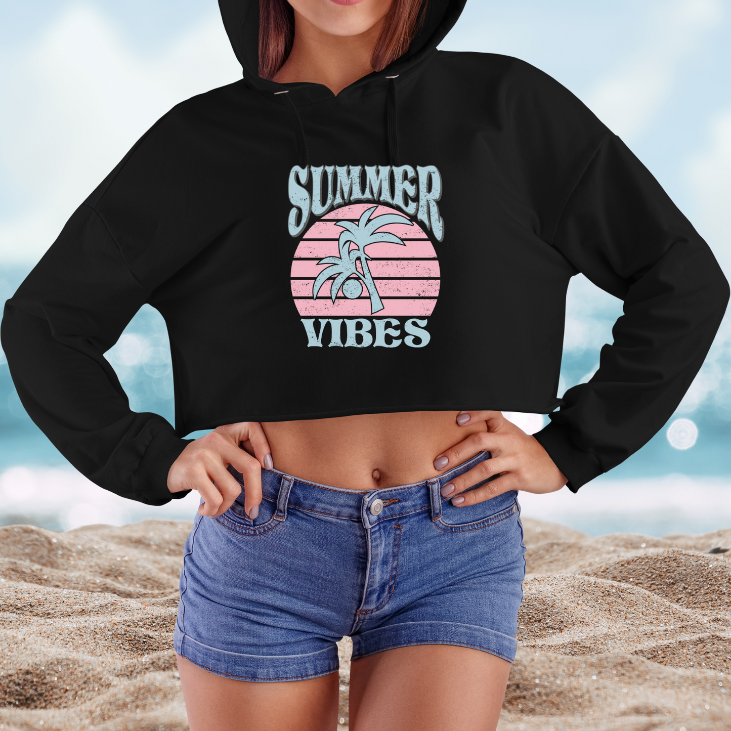 Summer Vibes Crop Hoodie