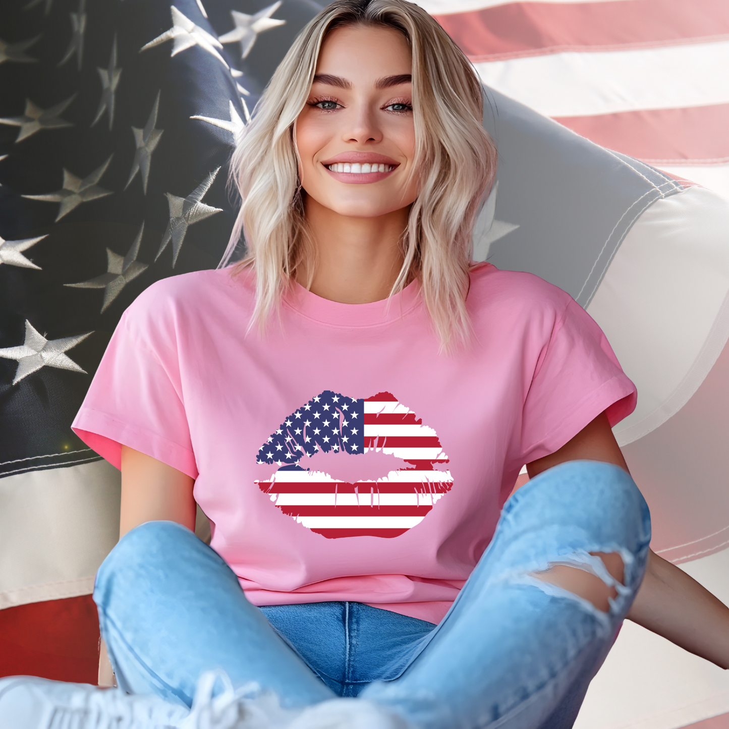 American Flag Lips T-Shirt