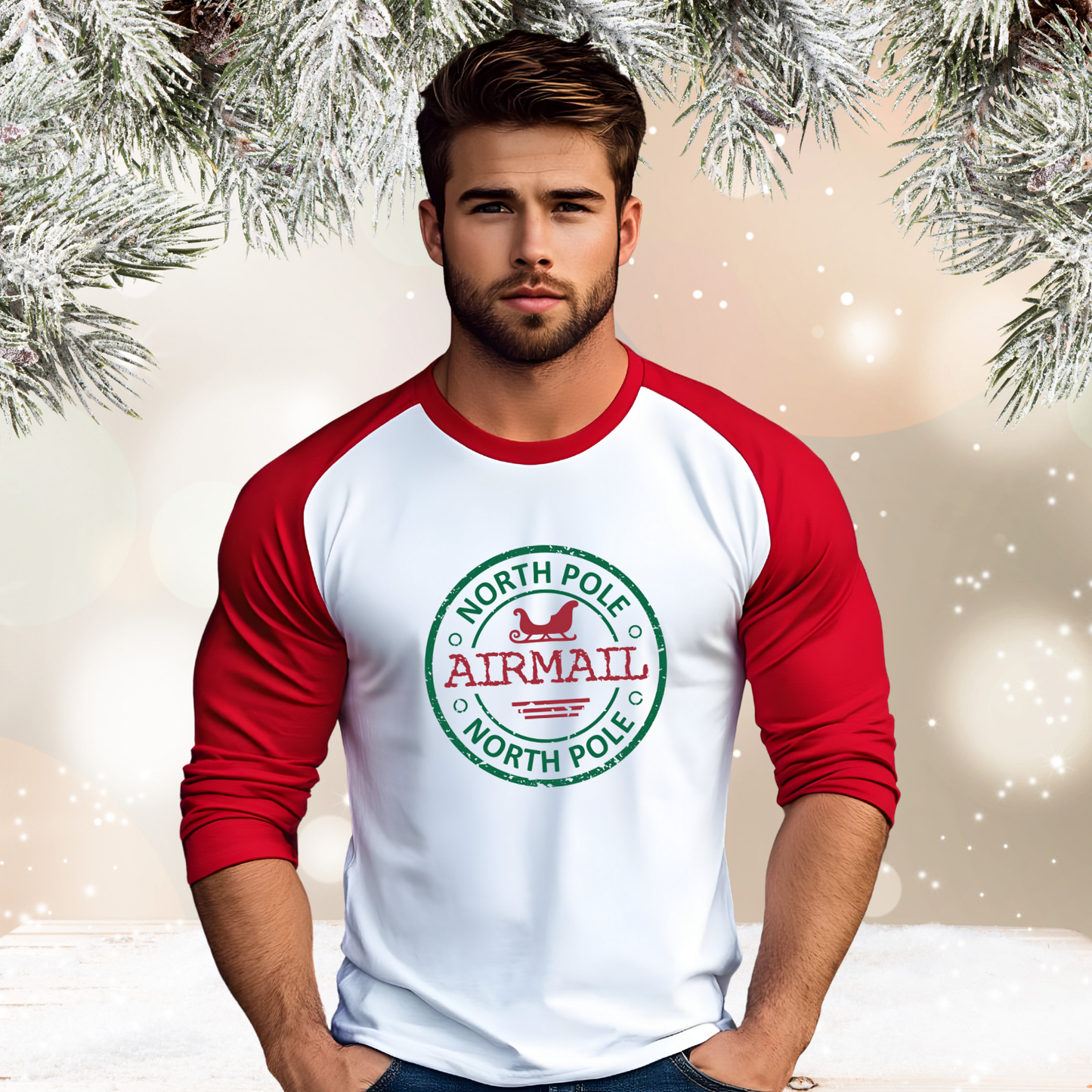 North Pole Airmail Baseball Tee