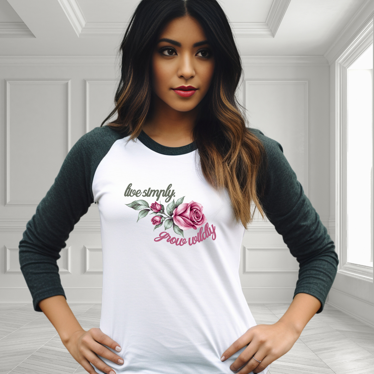 Live Simply, Grow Wildly Baseball Tee