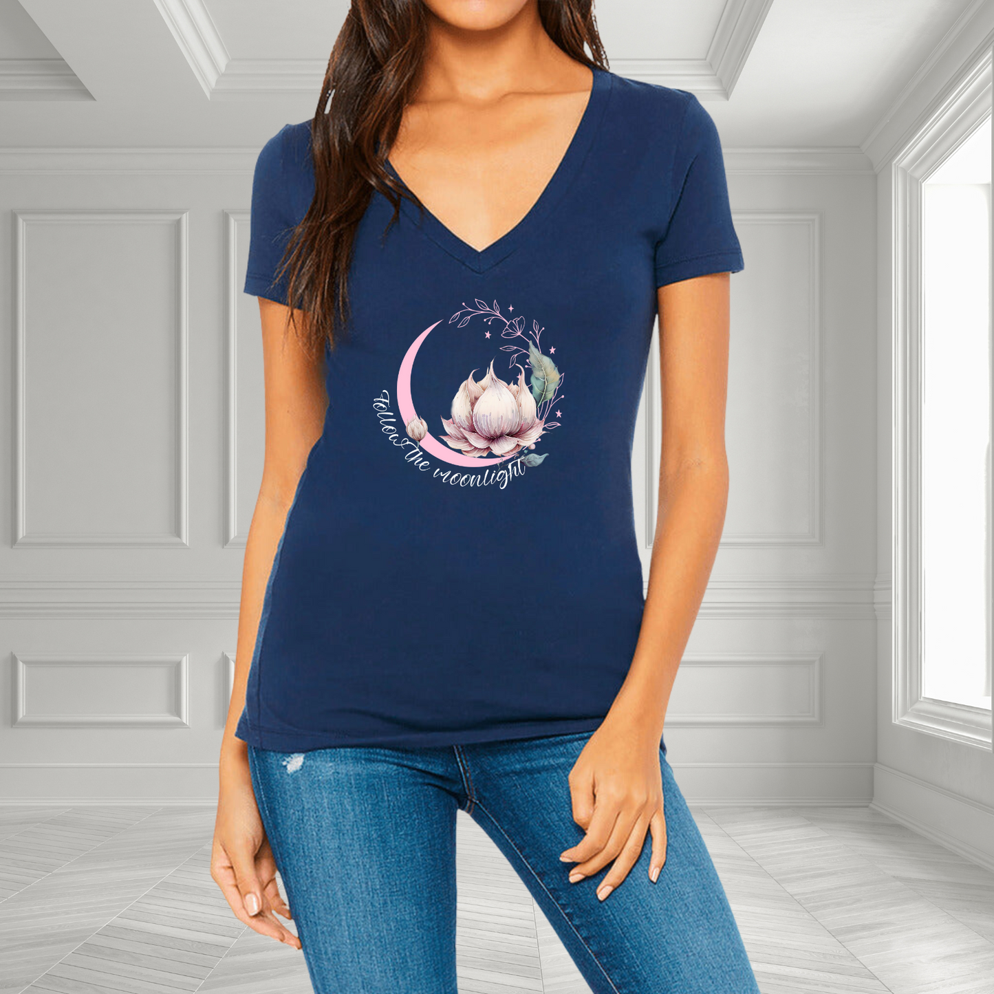 Follow The Moonlight V-Neck T-Shirt