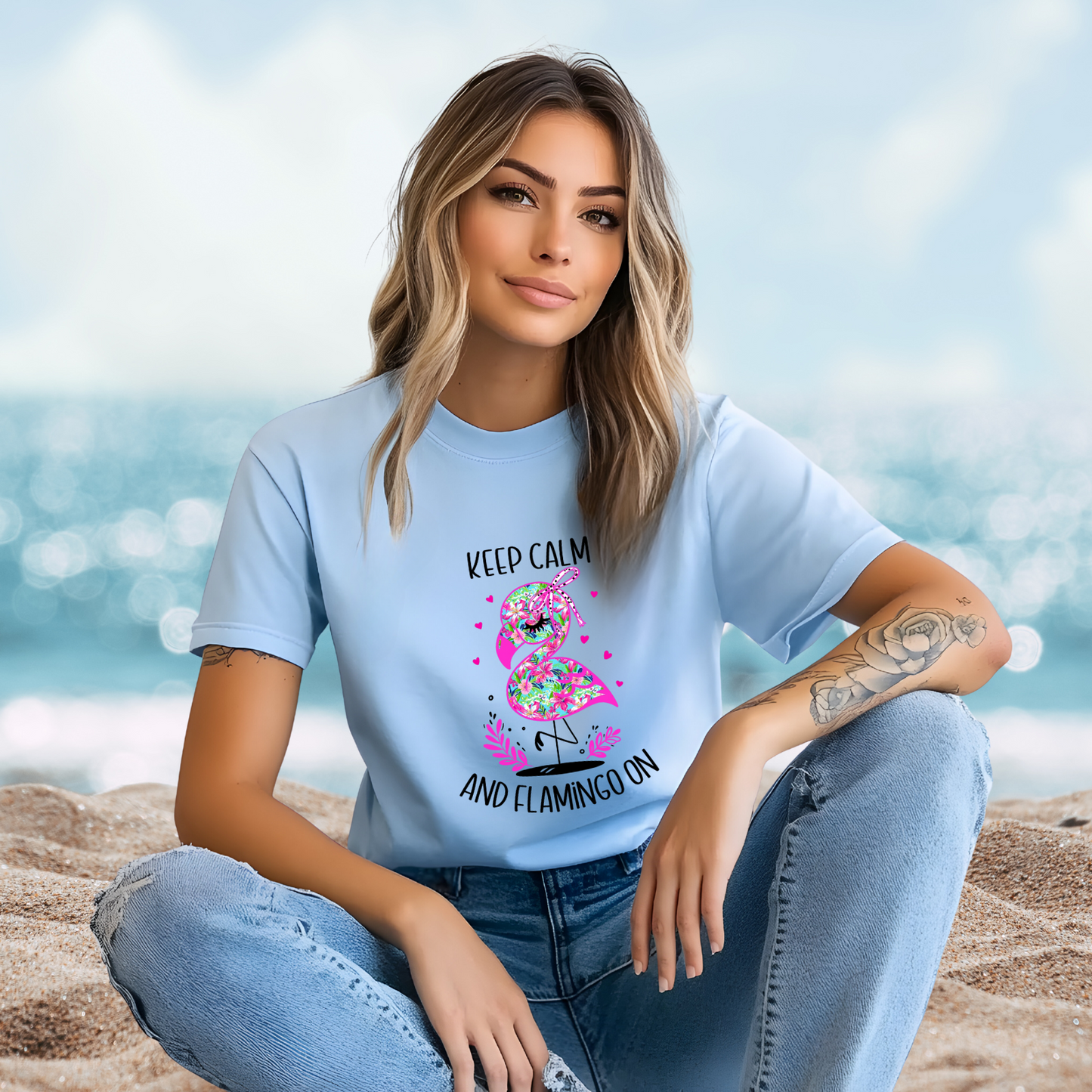 Keep Calm And Flamingo On T-Shirt