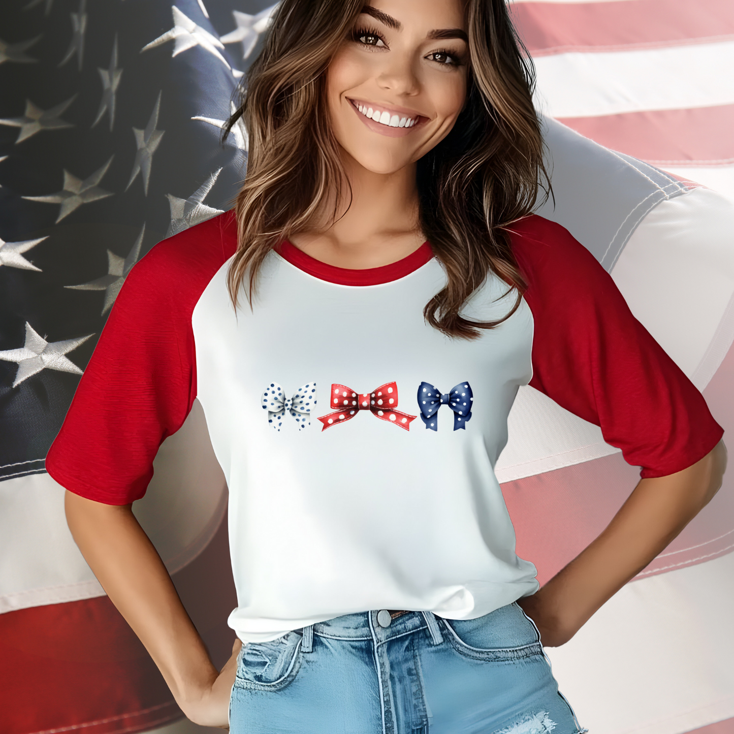 Patriotic Bows Baseball Tee