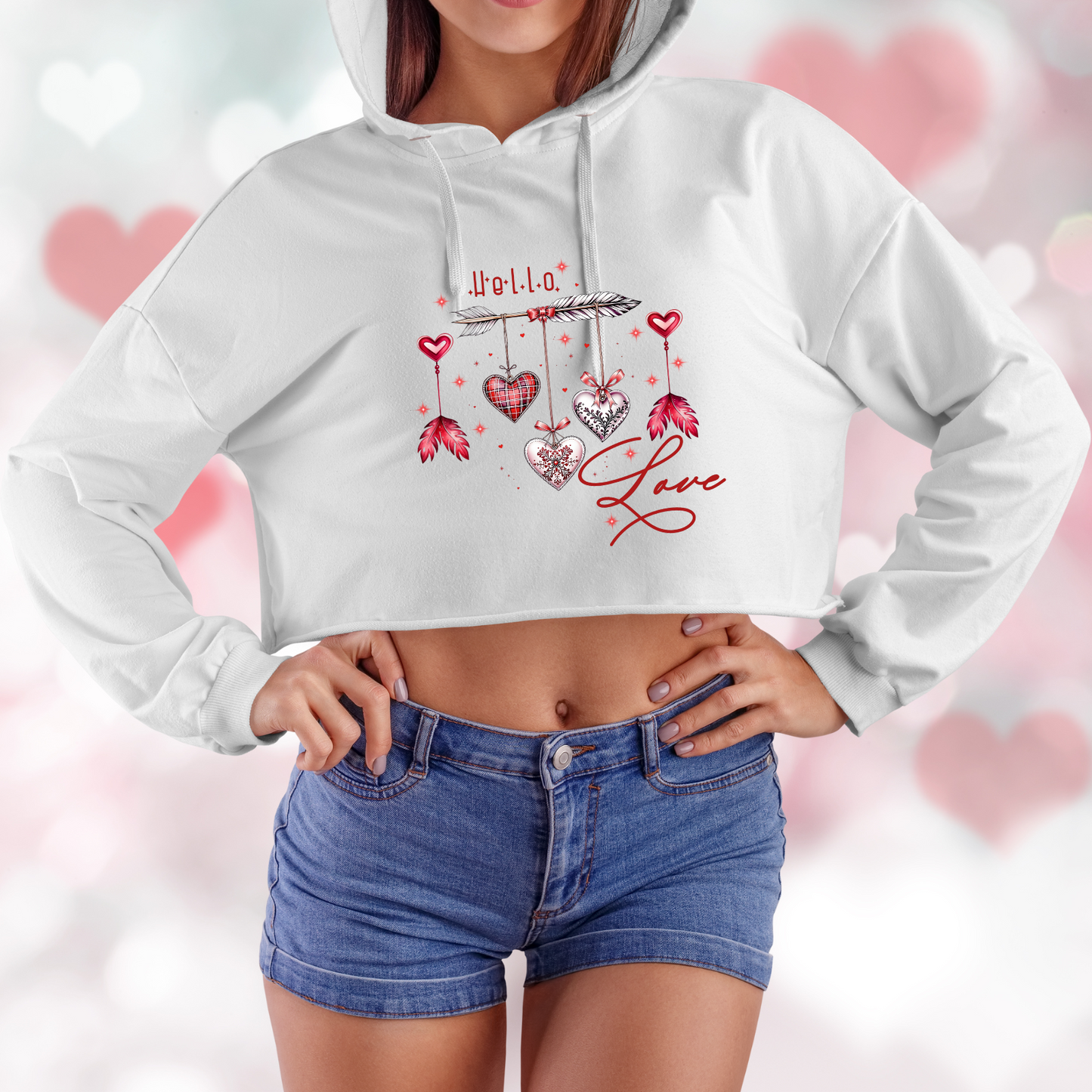 Hello Love Crop Hoodie