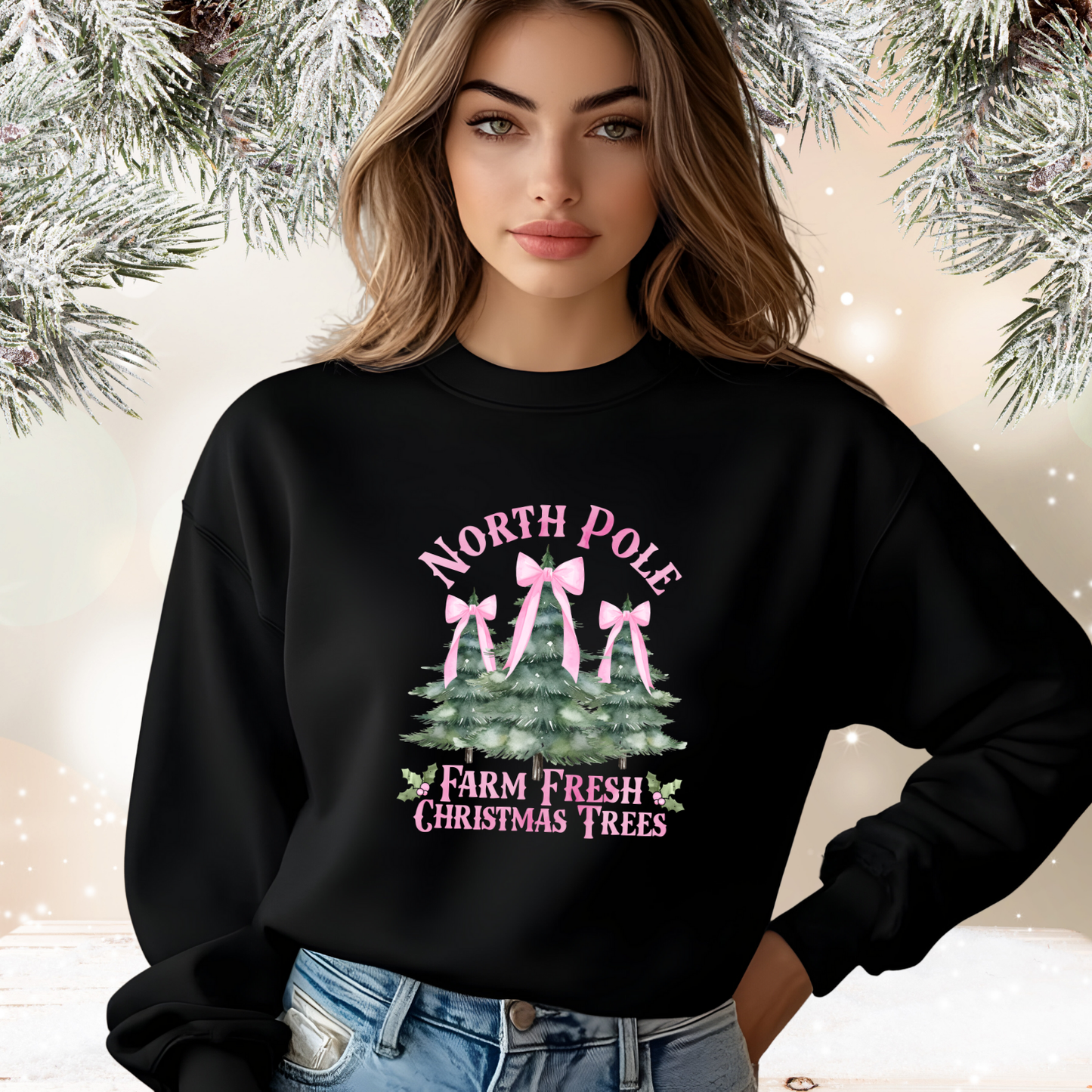 North Pole Christmas Trees Crewneck Sweatshirt
