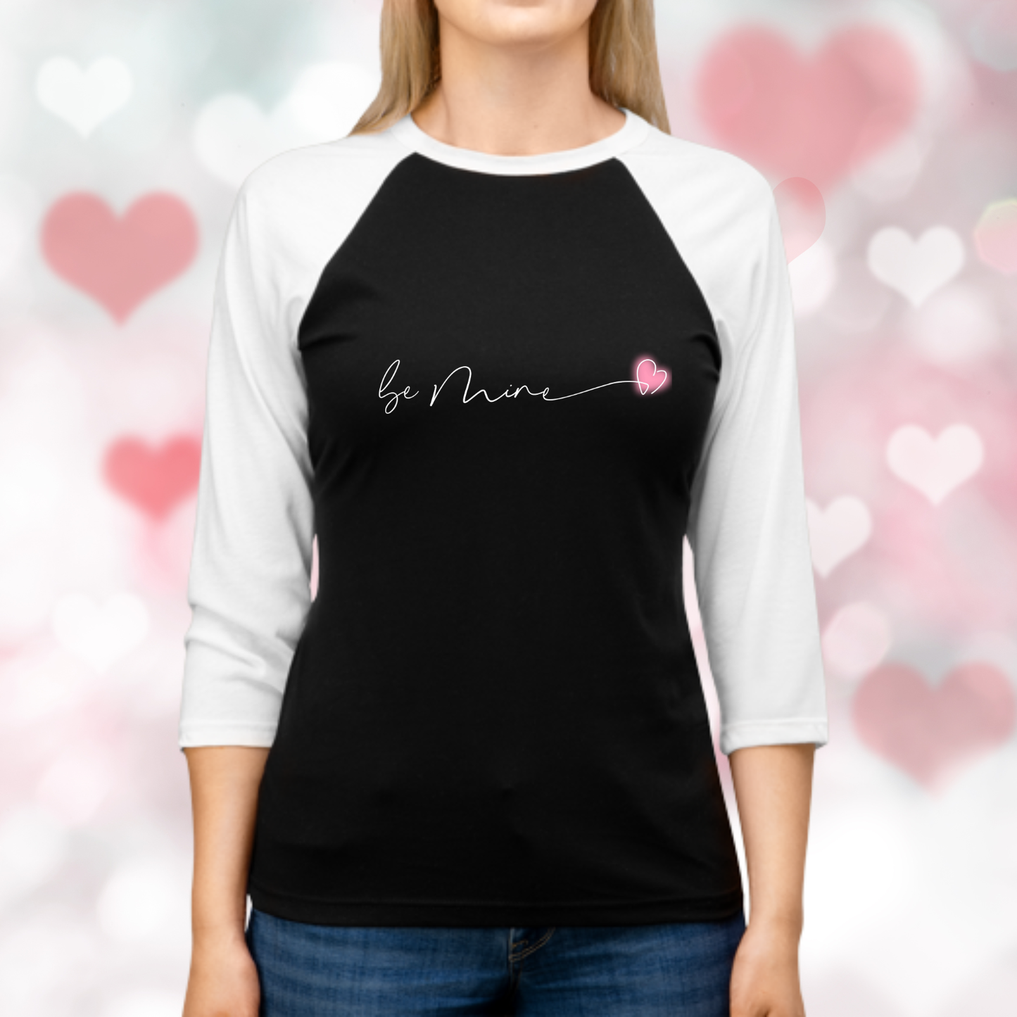 Be Mine Pink Heart Baseball Tee