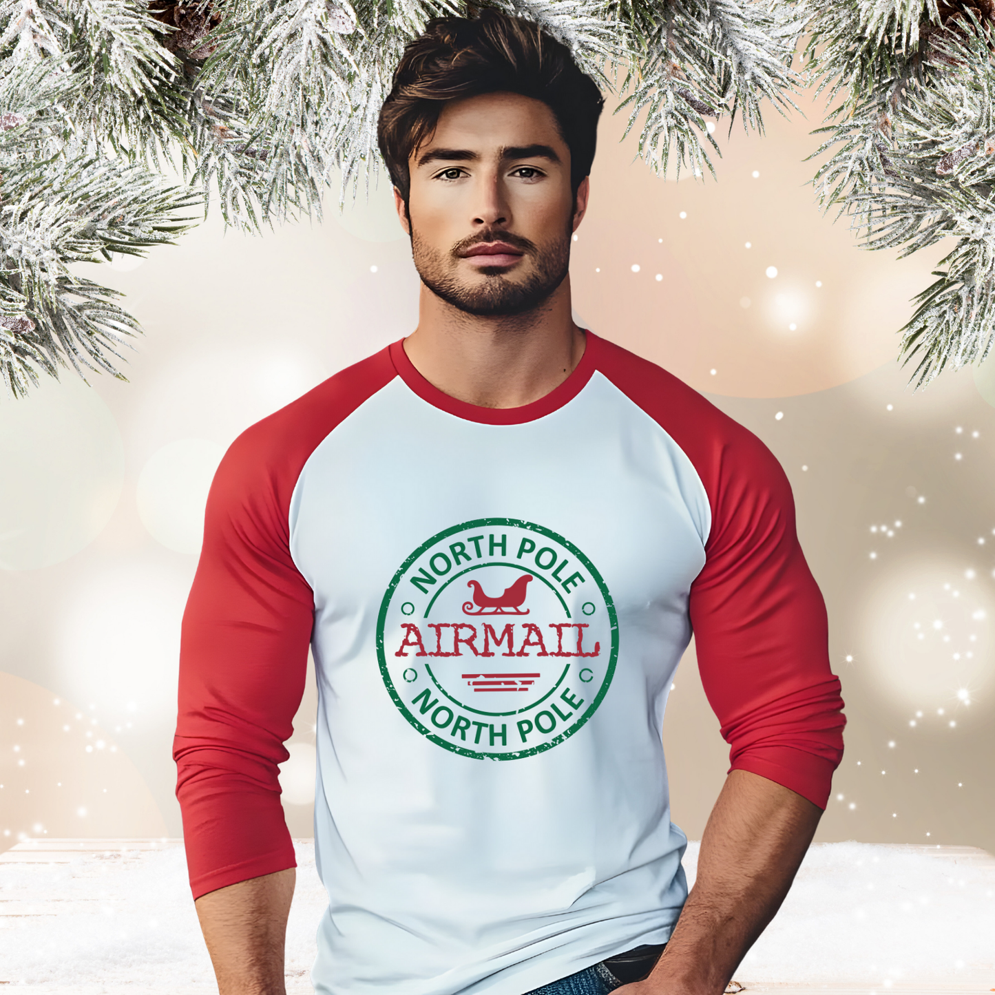 North Pole Airmail Baseball Tee