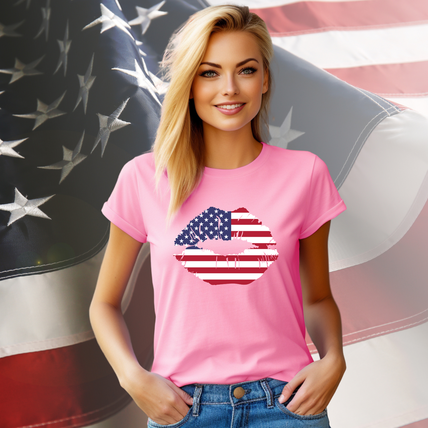 American Flag Lips T-Shirt