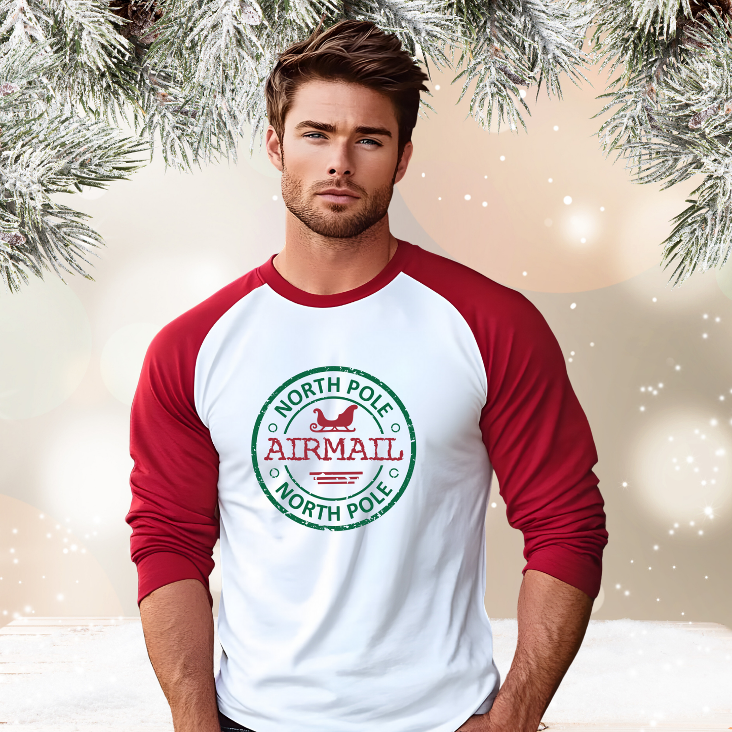 North Pole Airmail Baseball Tee