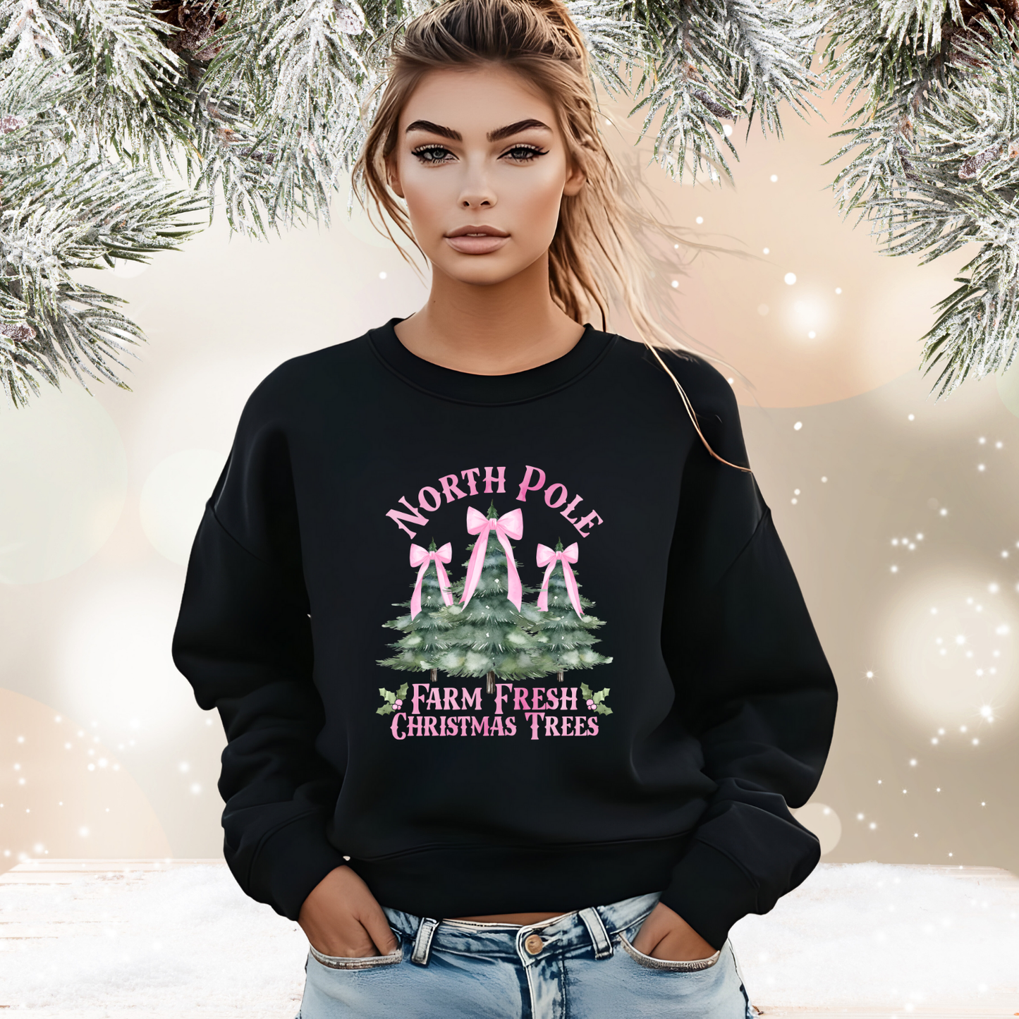North Pole Christmas Trees Crewneck Sweatshirt