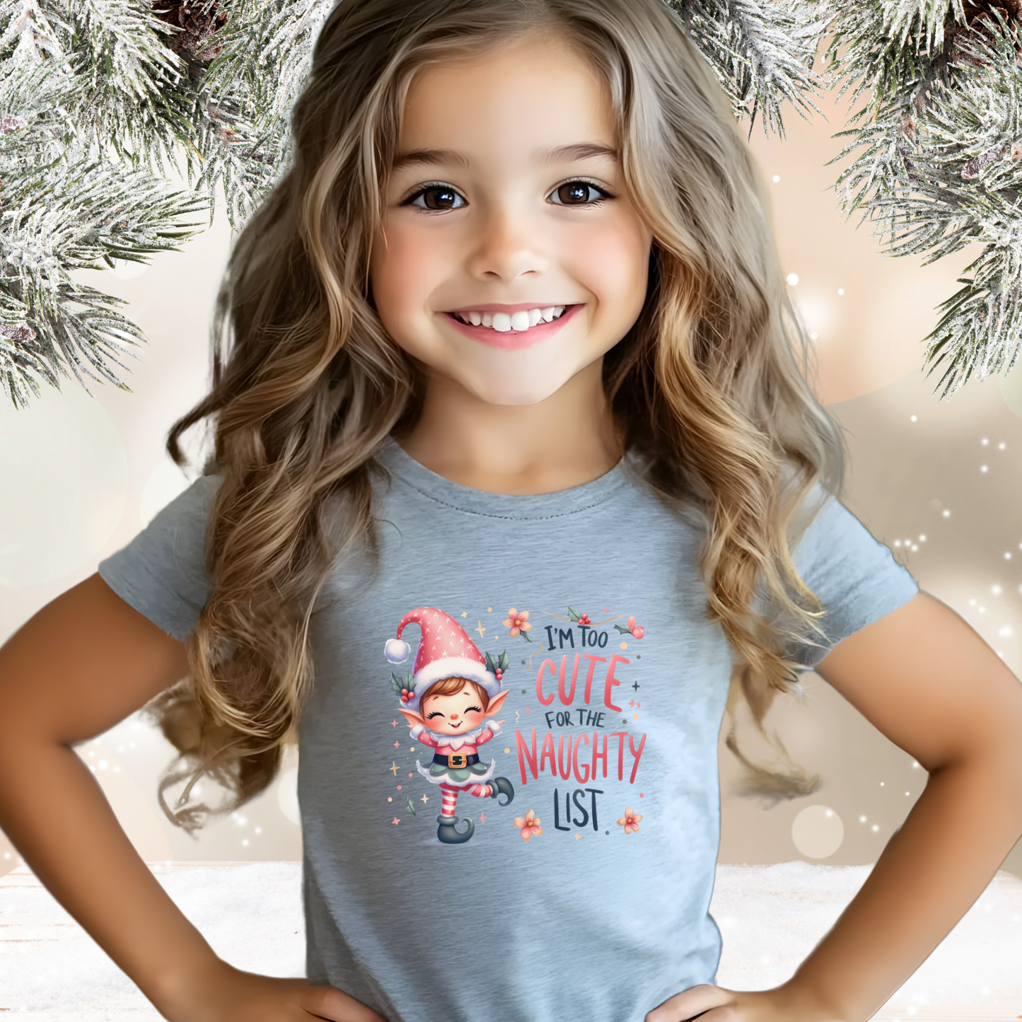 Too Cute For The Naughty List Kid’s T-Shirt