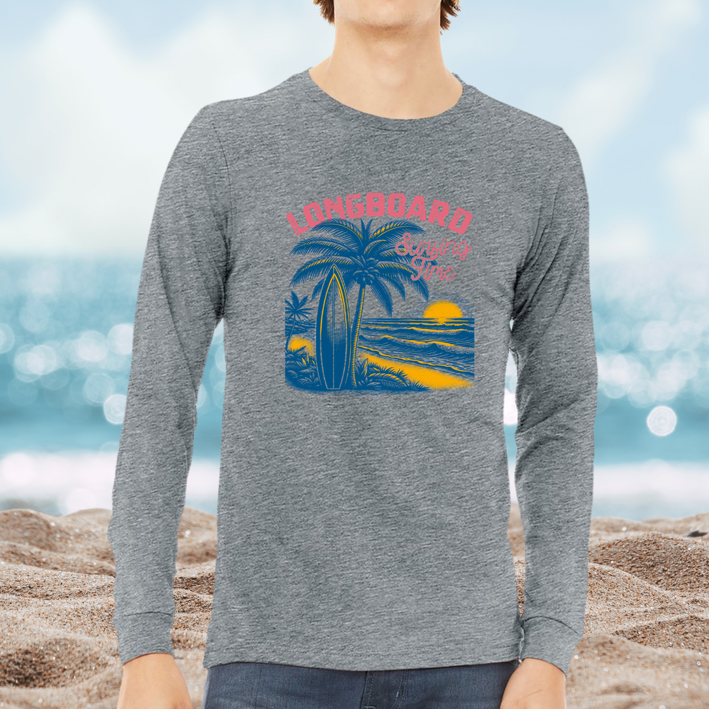 Longboard Surfing Long Sleeve Tee