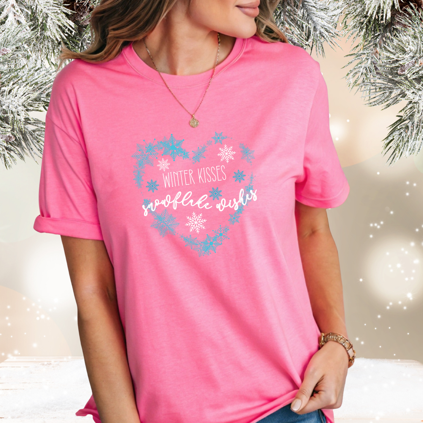 Winter Kisses, Snowflake Wishes T-Shirt