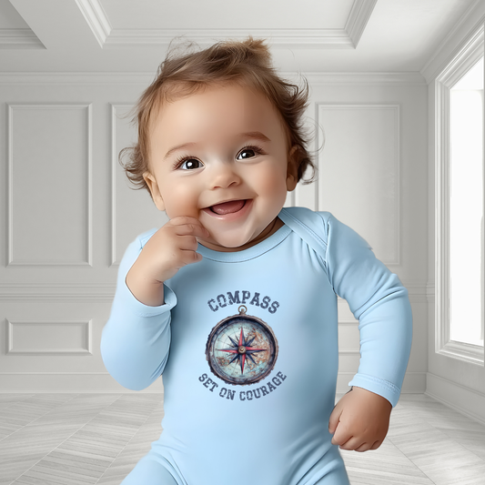Compass Set On Courage Infant Long Sleeve Onesie