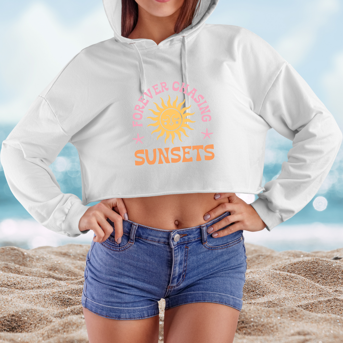 Forever Chasing Sunsets Crop Hoodie