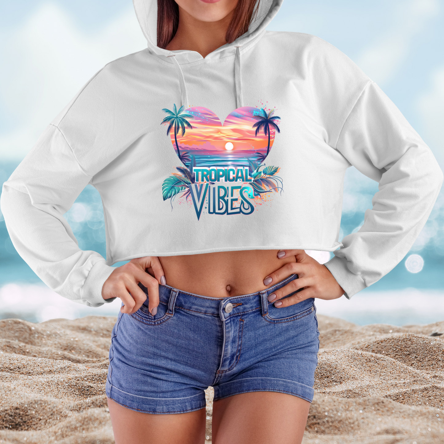 Tropical Vibes Crop Hoodie