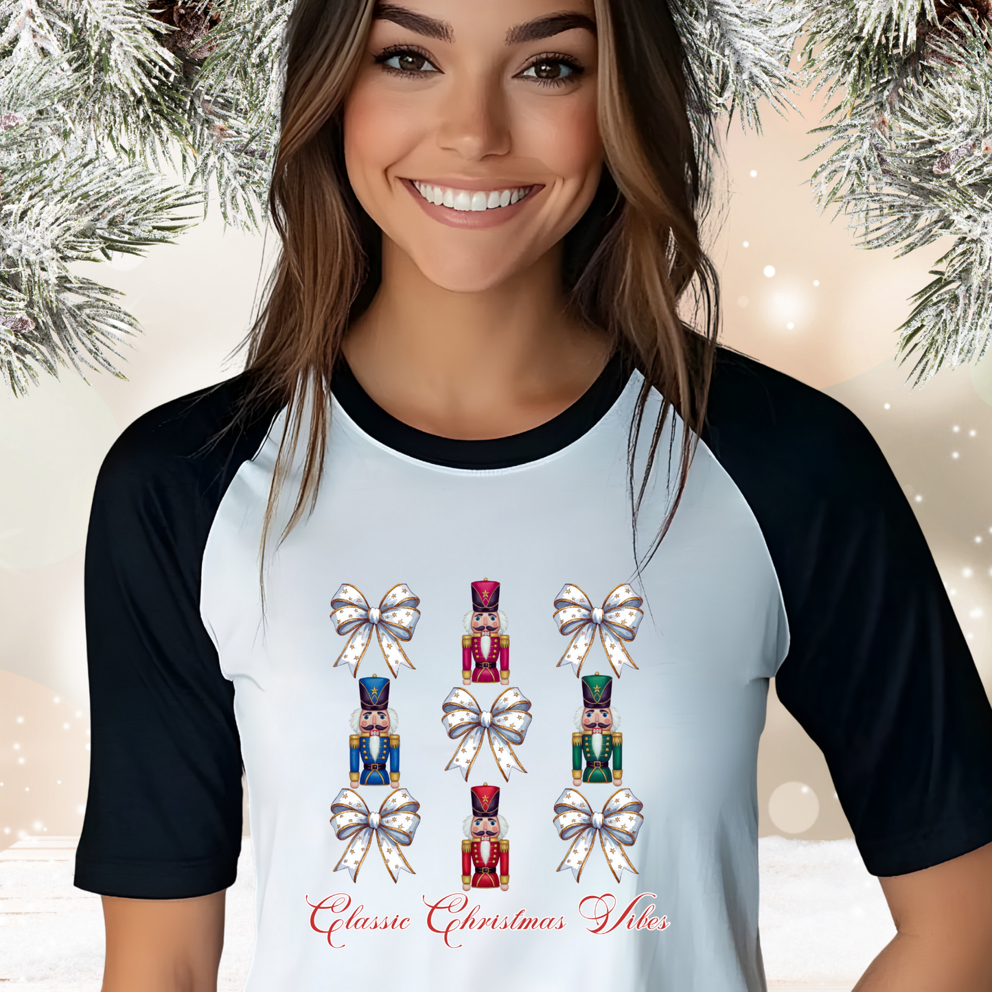 Classic Christmas Vibes Baseball Tee