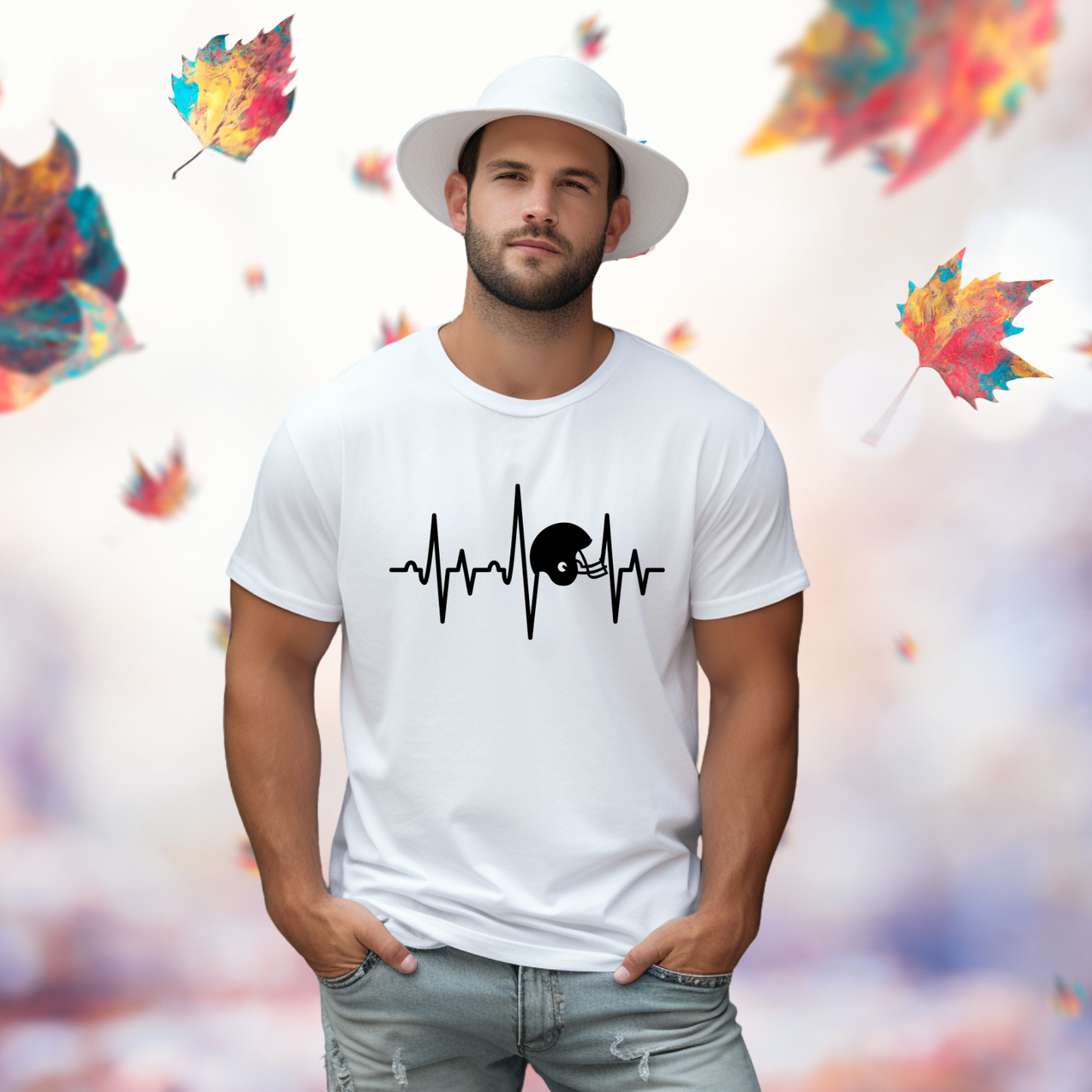 Football Helmet Heartbeat T-Shirt