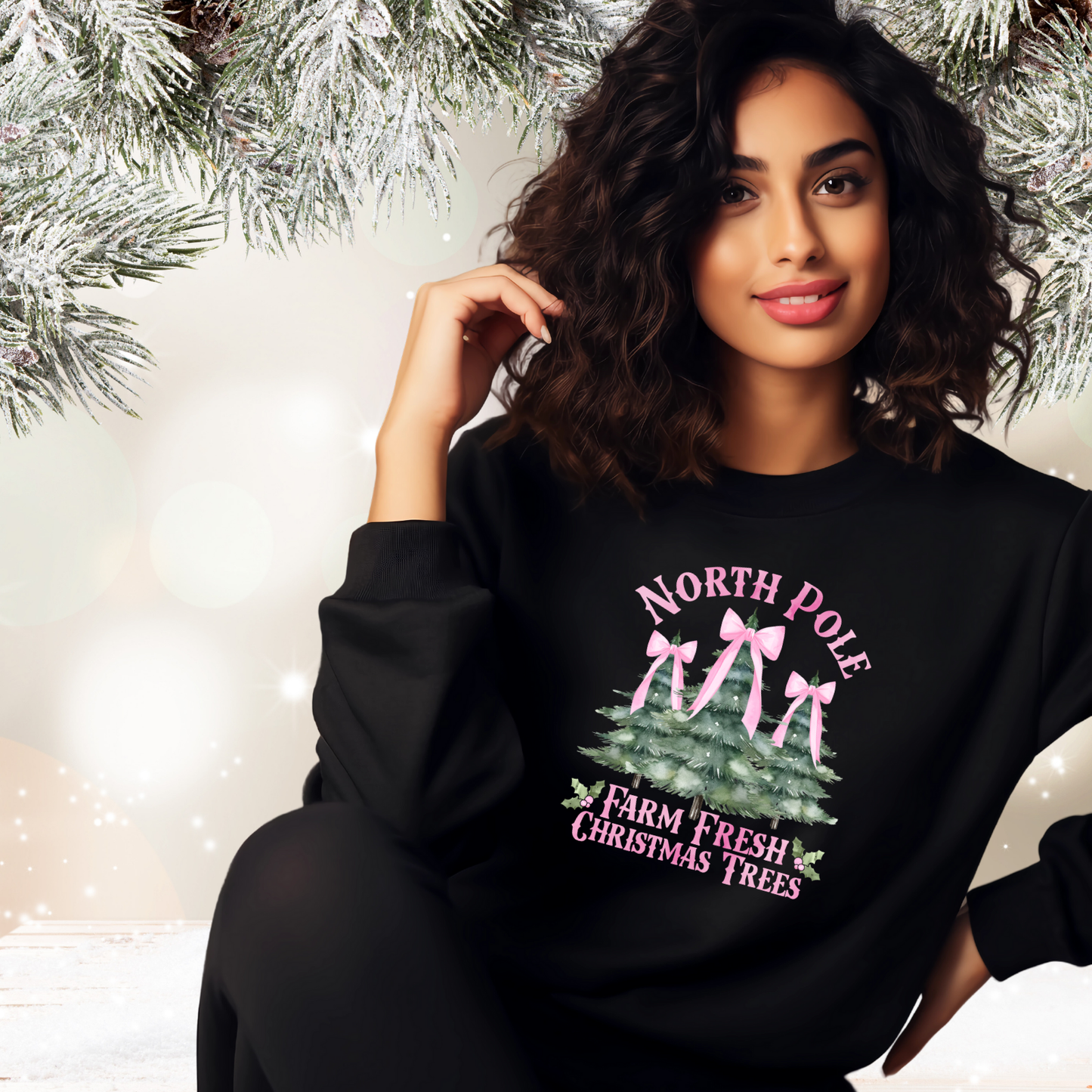 North Pole Christmas Trees Crewneck Sweatshirt