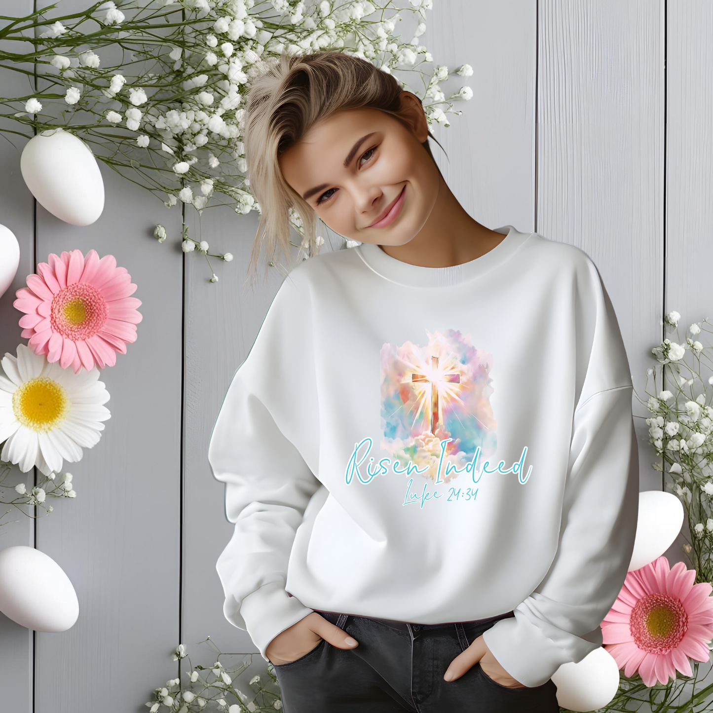 Risen Indeed Luke 24:34 Crewneck Sweatshirt