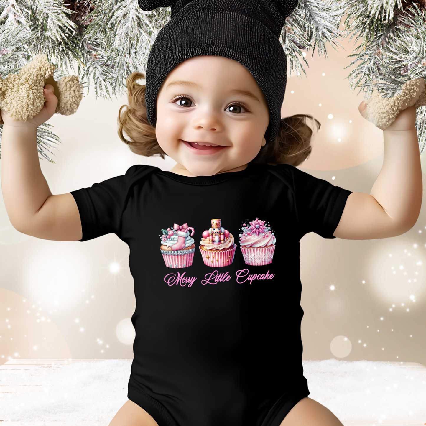 Merry Little Cupcake Infant Short Sleeve Onesie