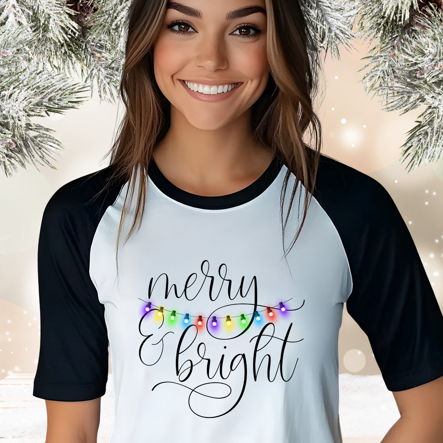 Merry & Bright Baseball Tee