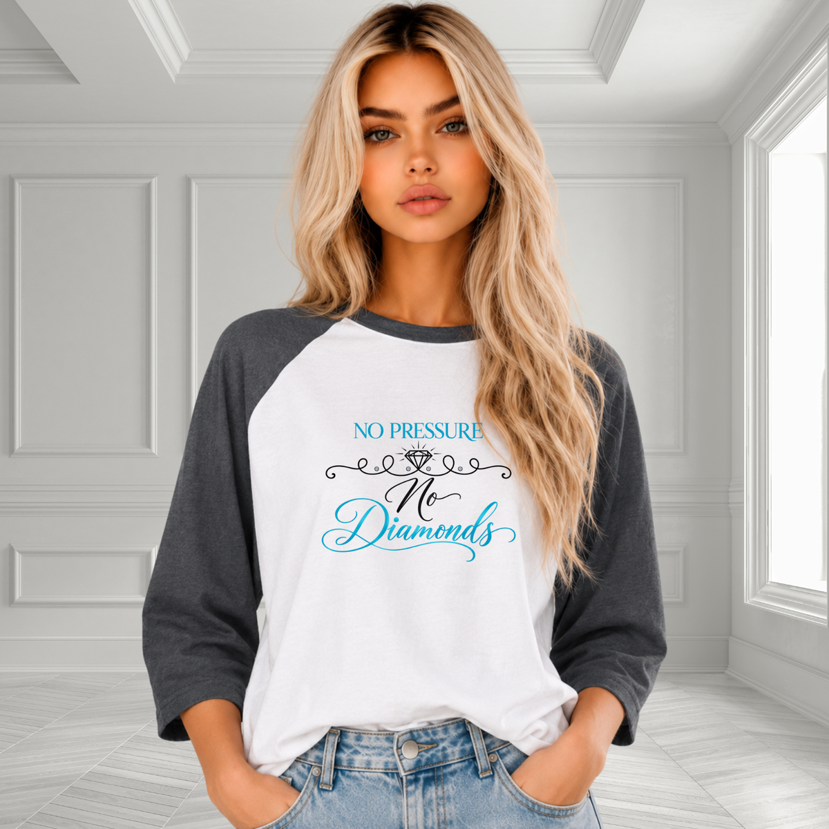 No Pressure No Diamonds Baseball Tee