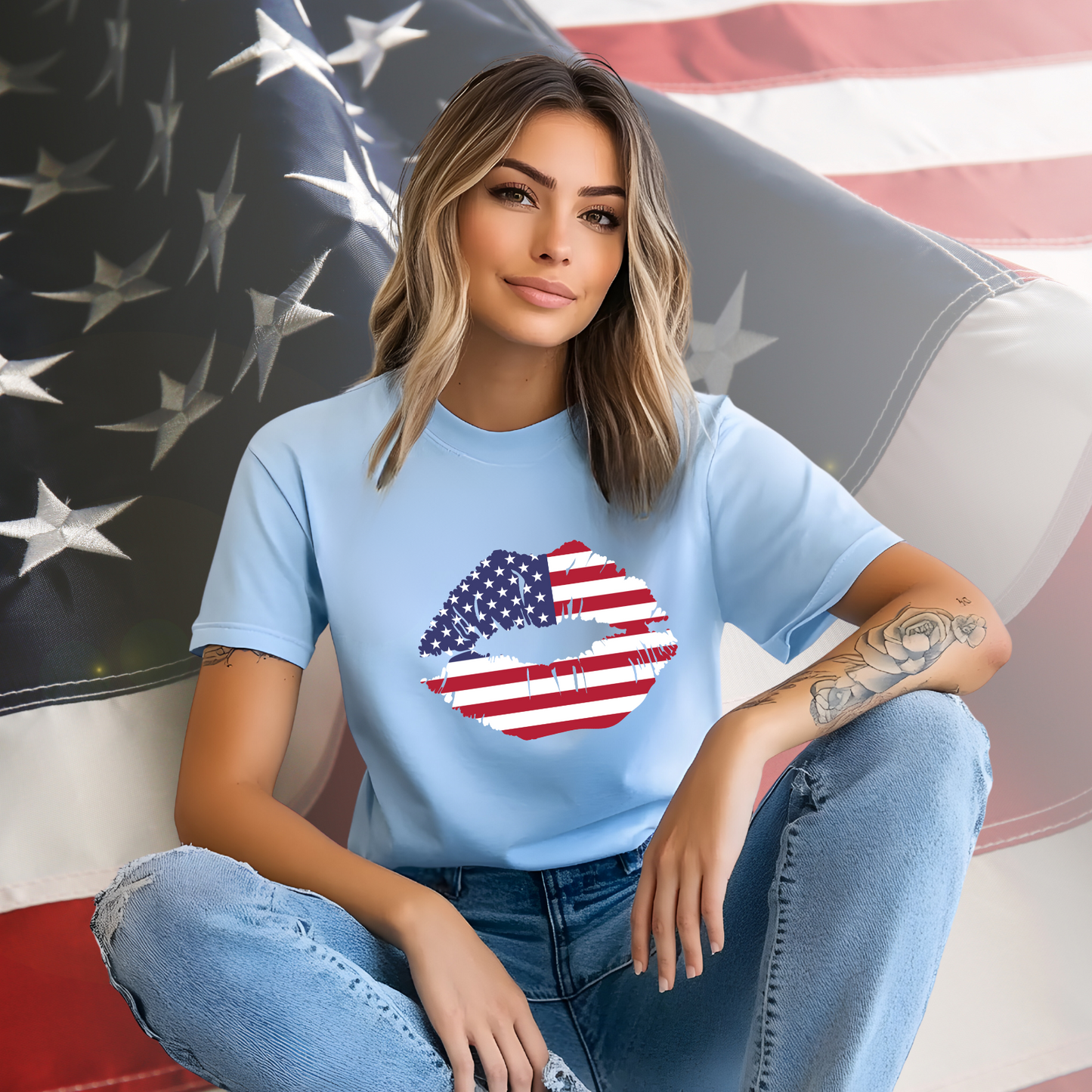 American Flag Lips T-Shirt