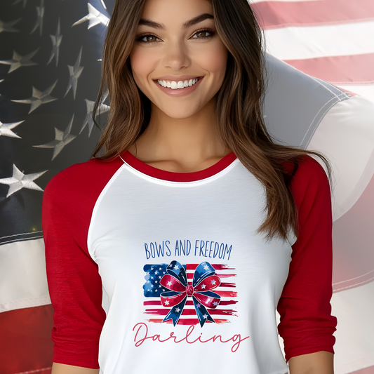 Bows And Freedom Darling Baseball Tee