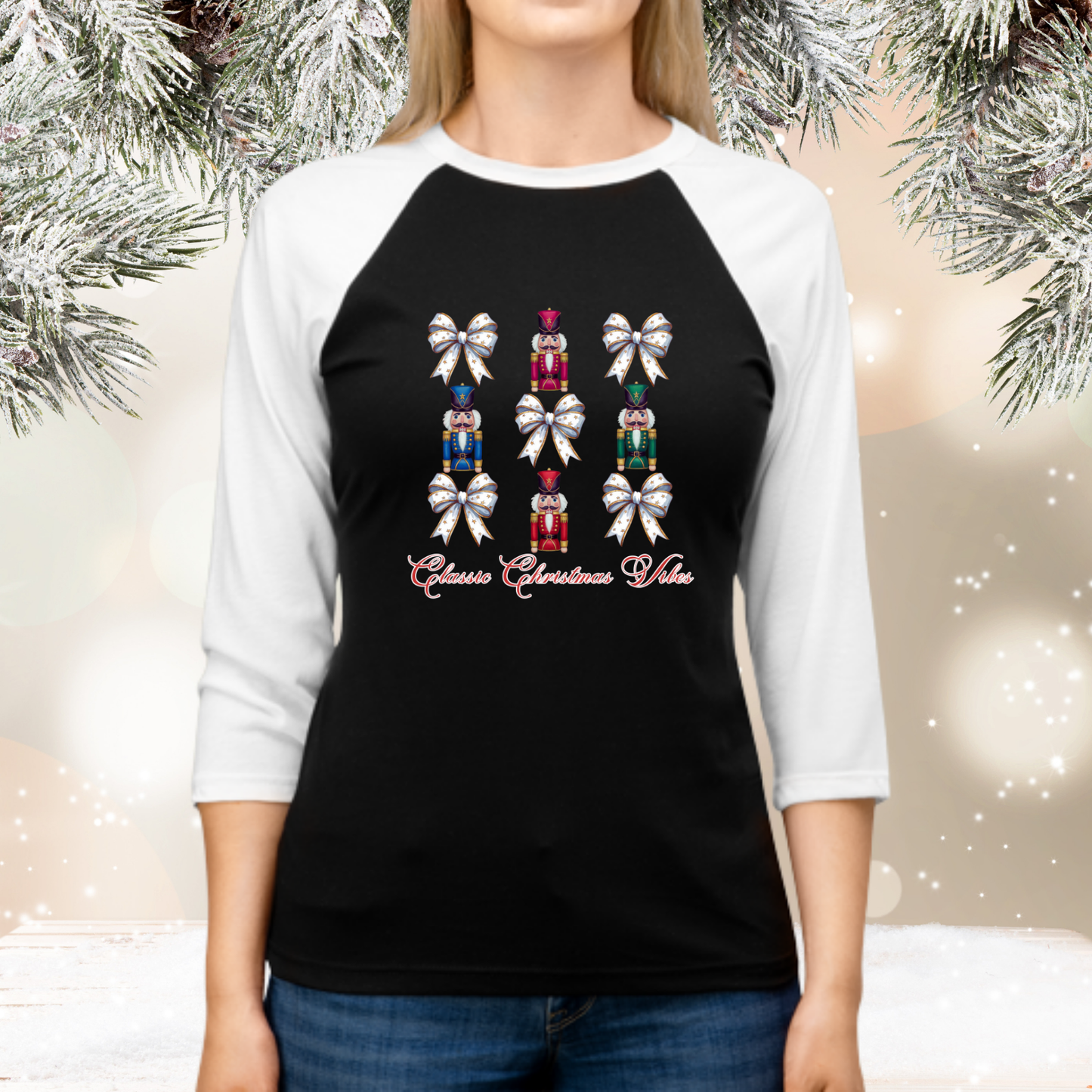 Classic Christmas Vibes Baseball Tee
