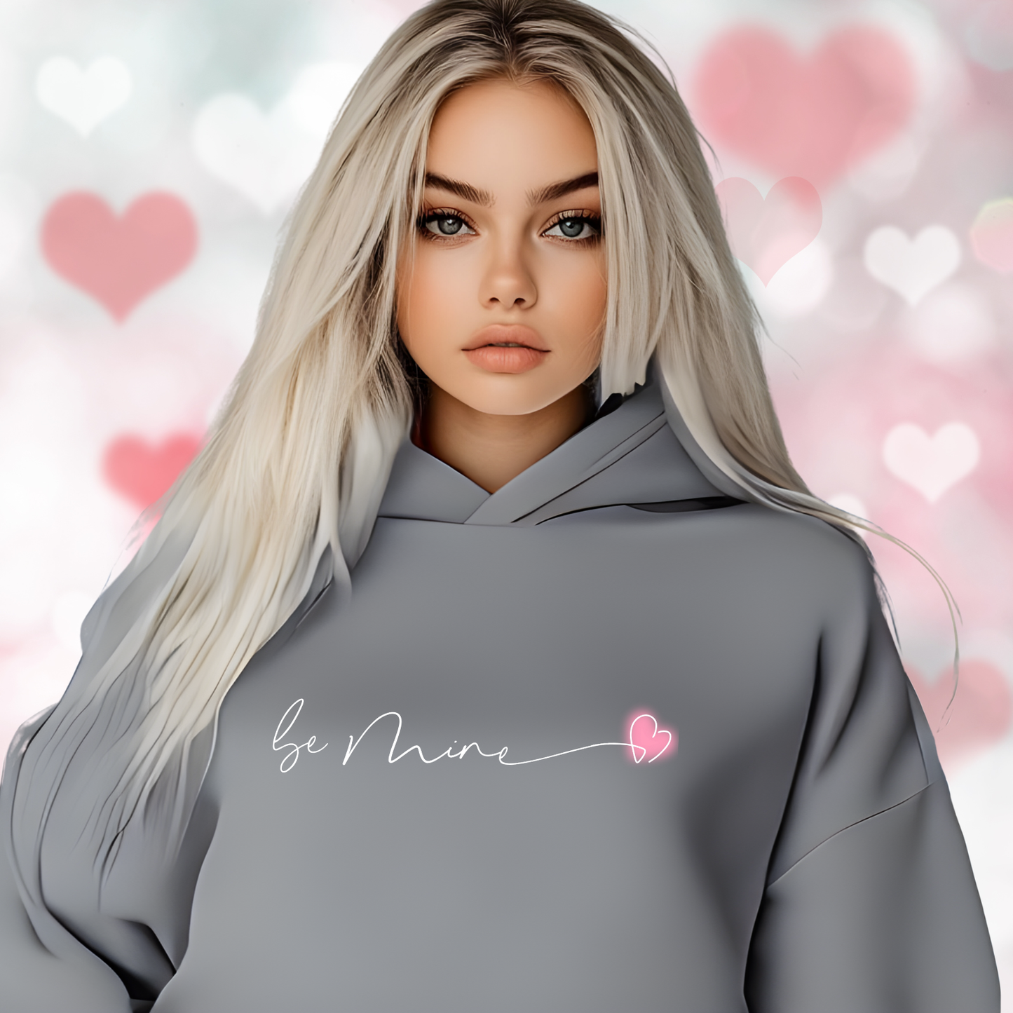 Be Mine Pink Heart Crop Hoodie