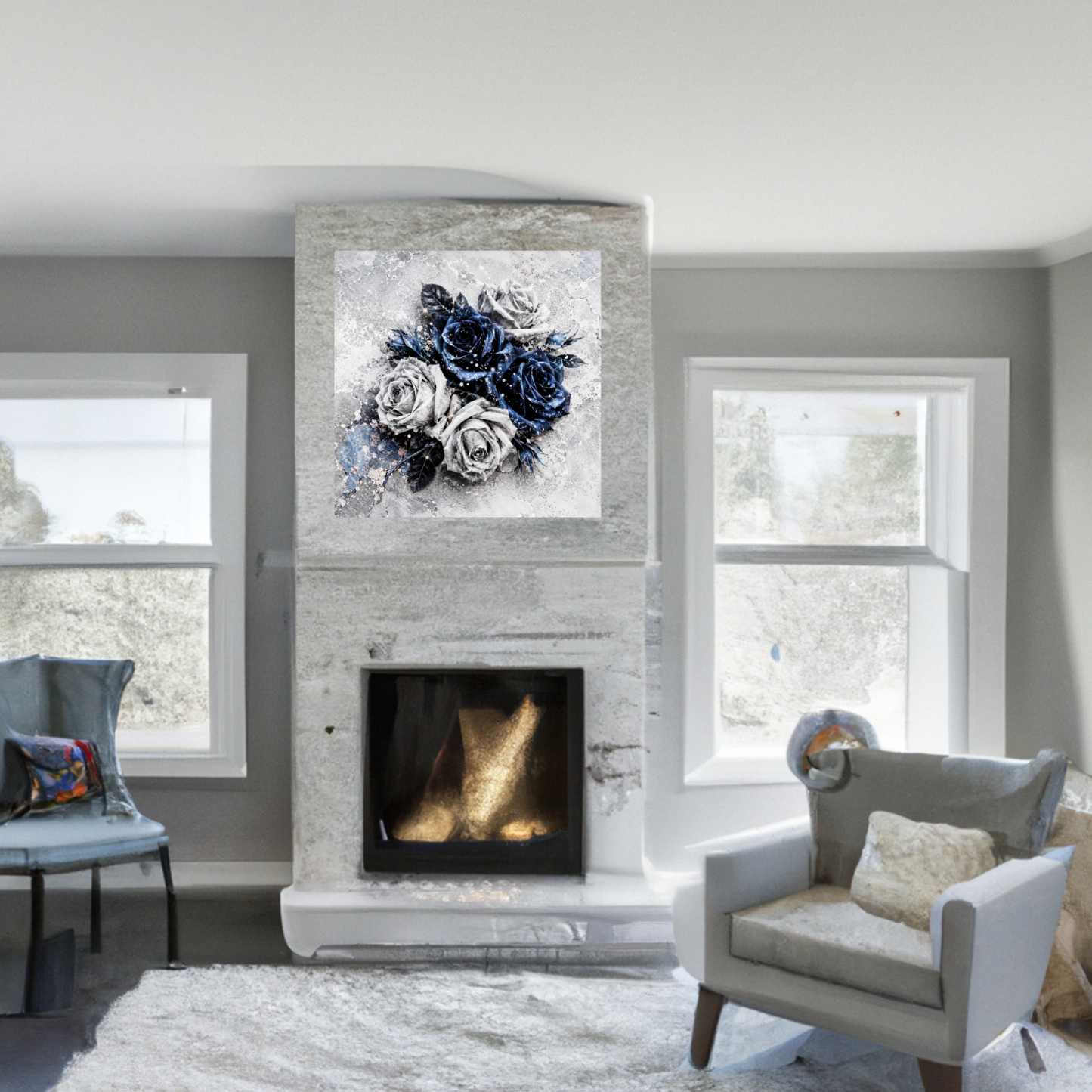 Sapphire Bloom Canvas Wall Art