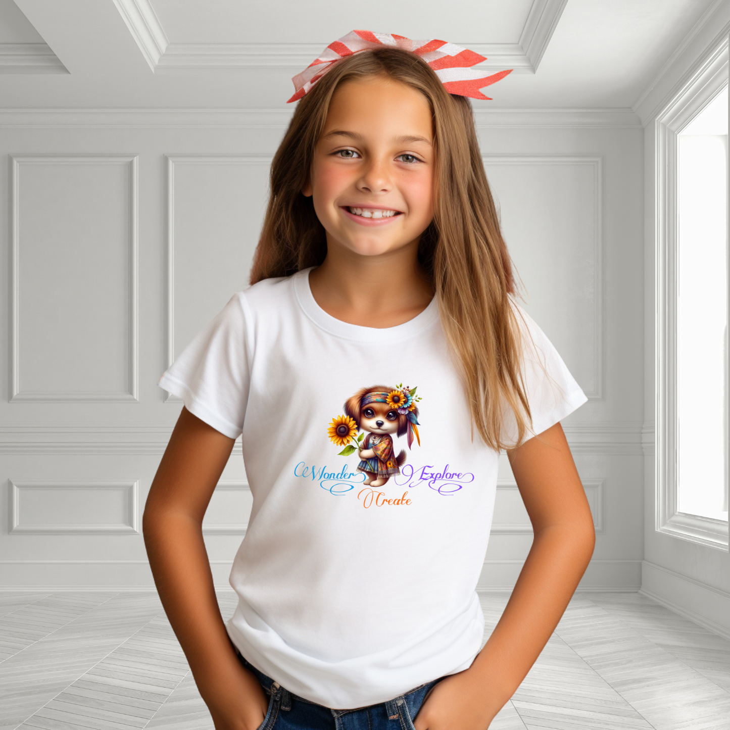 Wonder, Explore, Create Kid’s T-Shirt