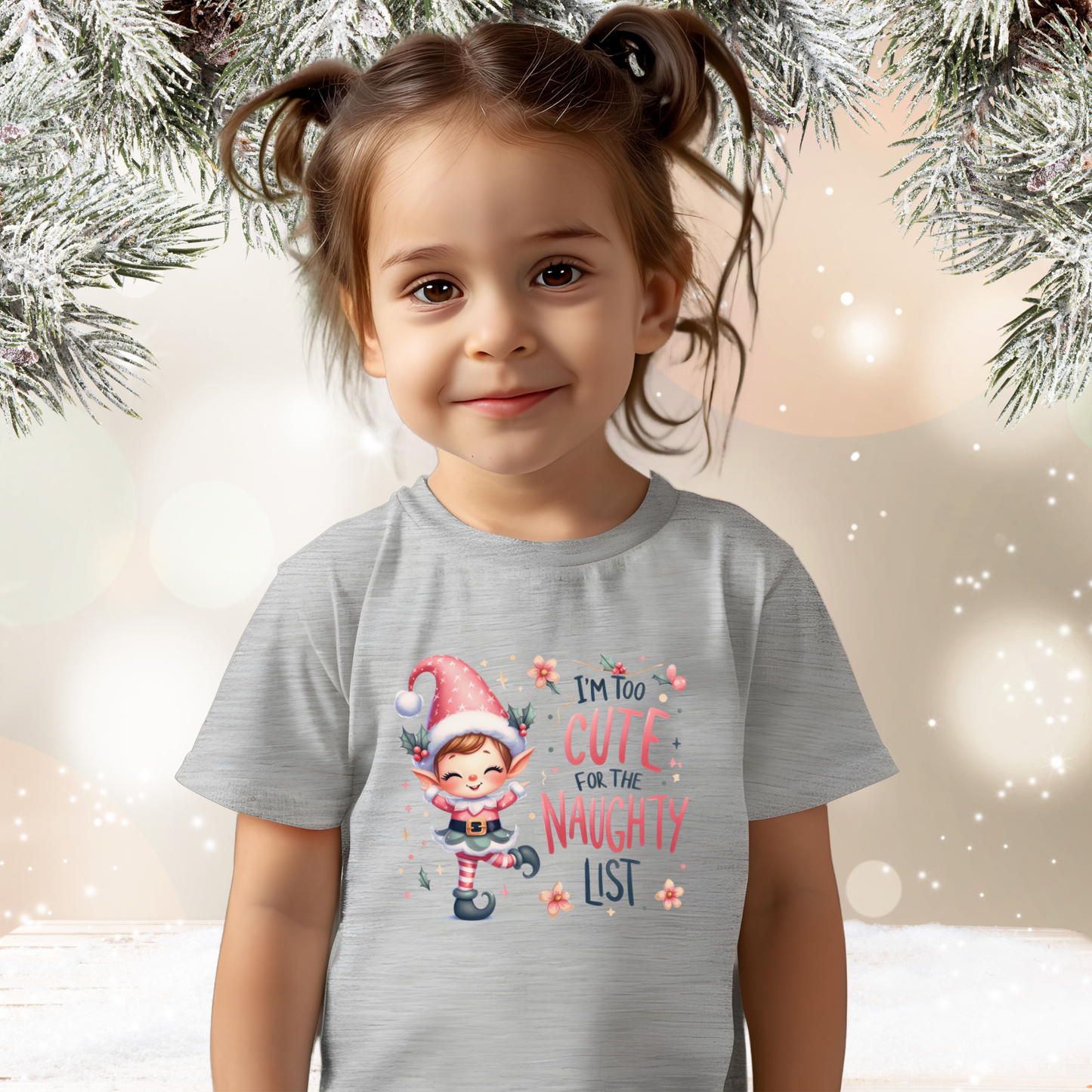 Too Cute For The Naughty List Toddler T-Shirt