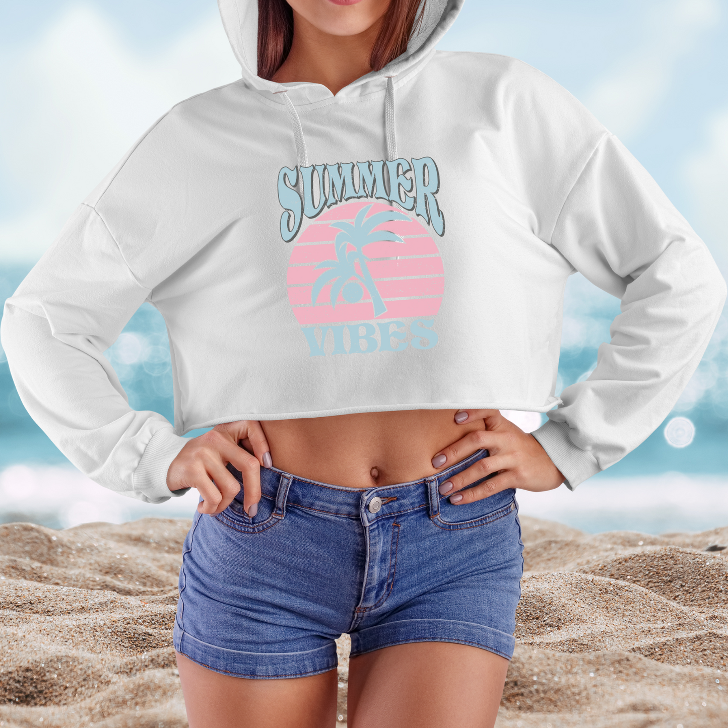 Summer Vibes Crop Hoodie