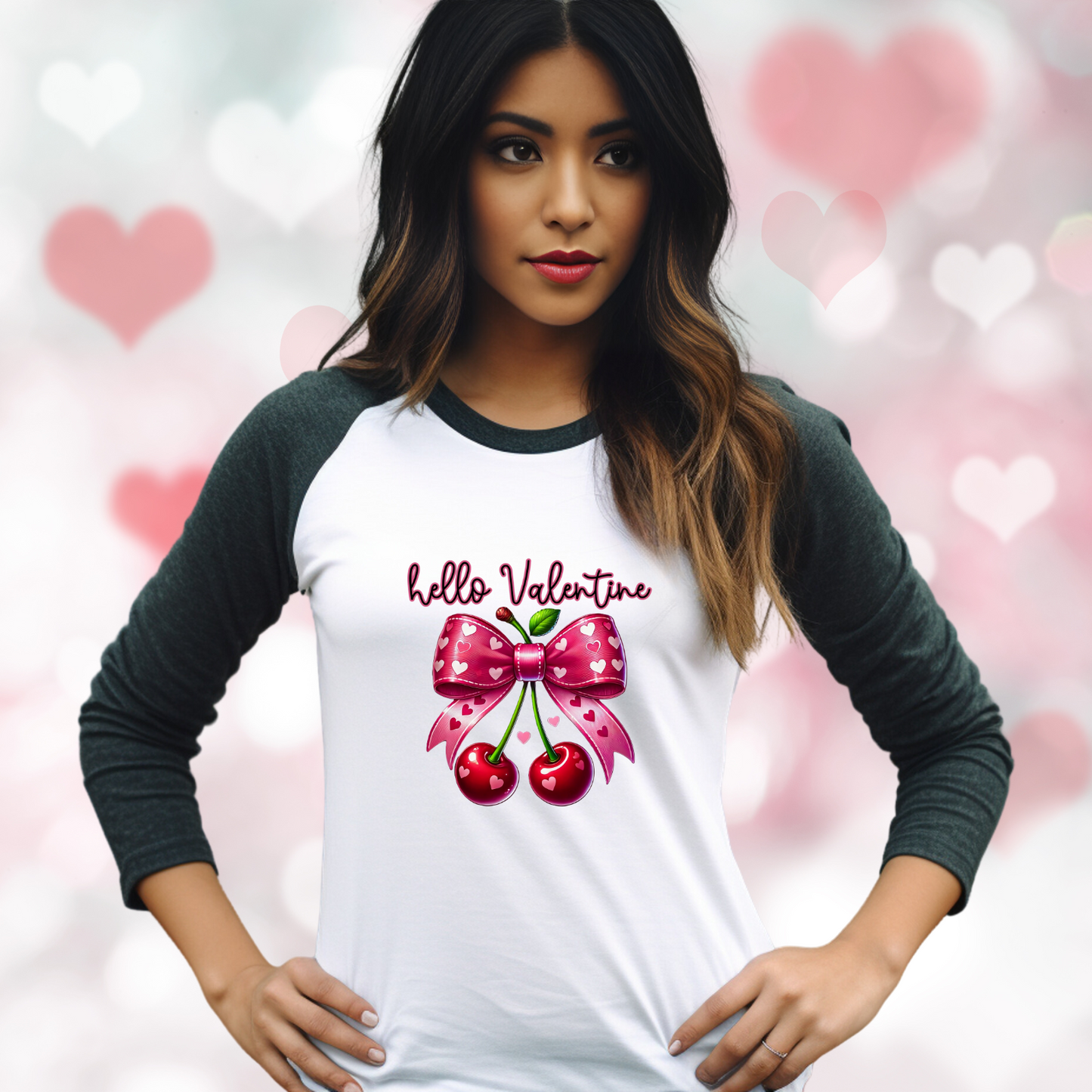 Hello Valentine Baseball Tee