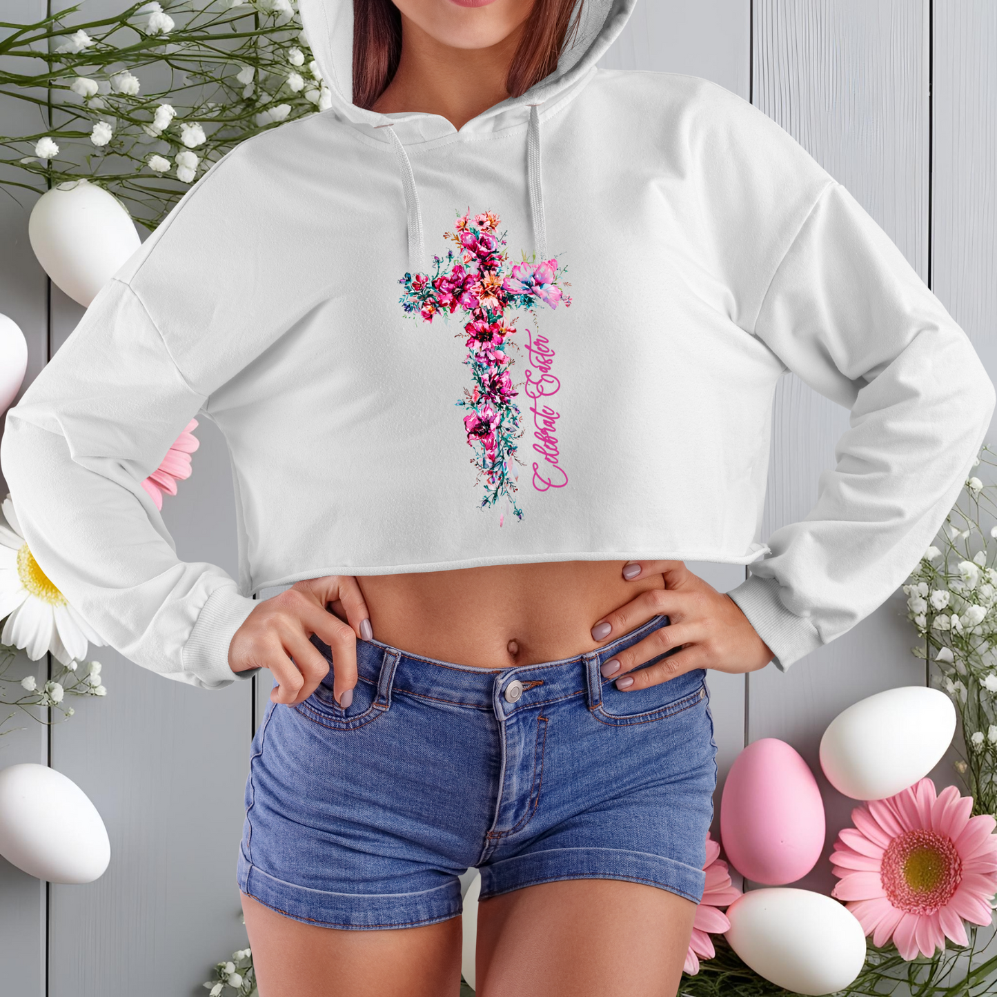 Celebrate Easter Crop Hoodie