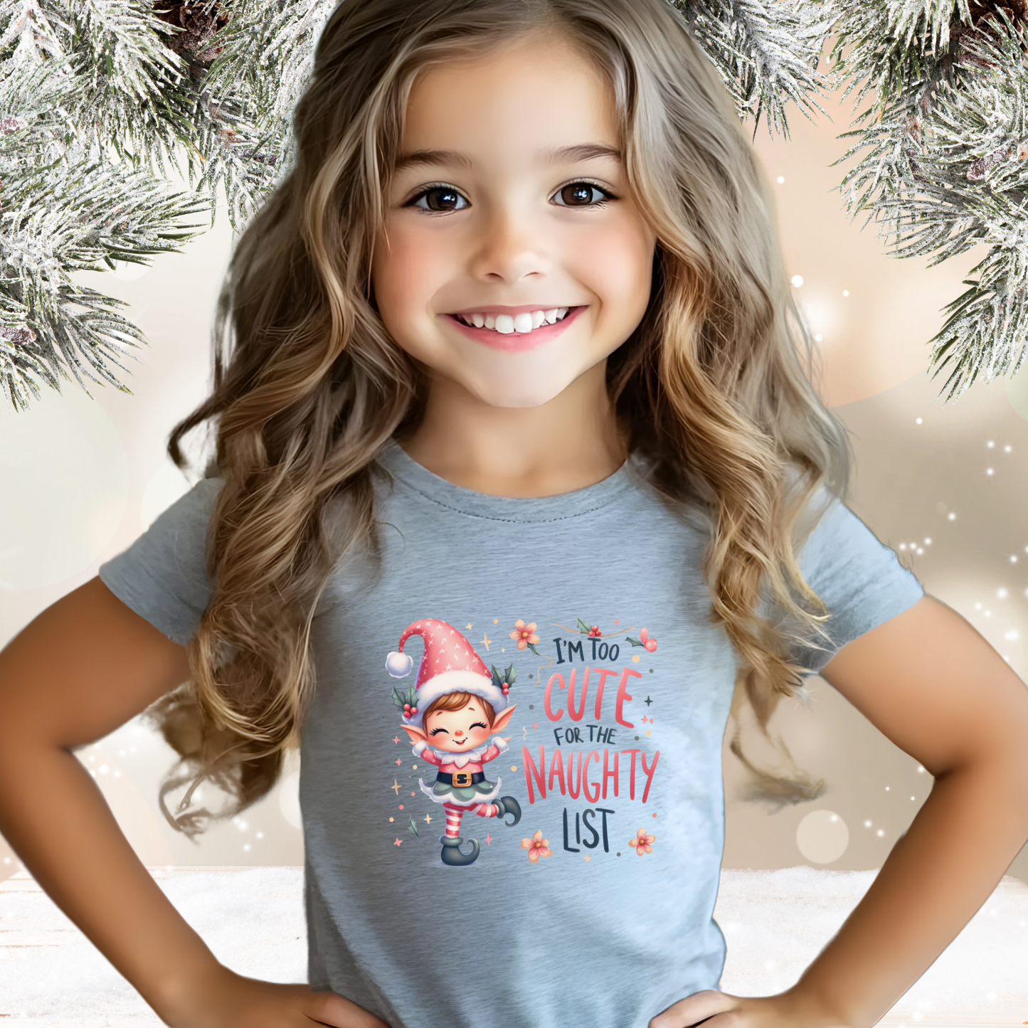 Too Cute For The Naughty List Kid’s T-Shirt