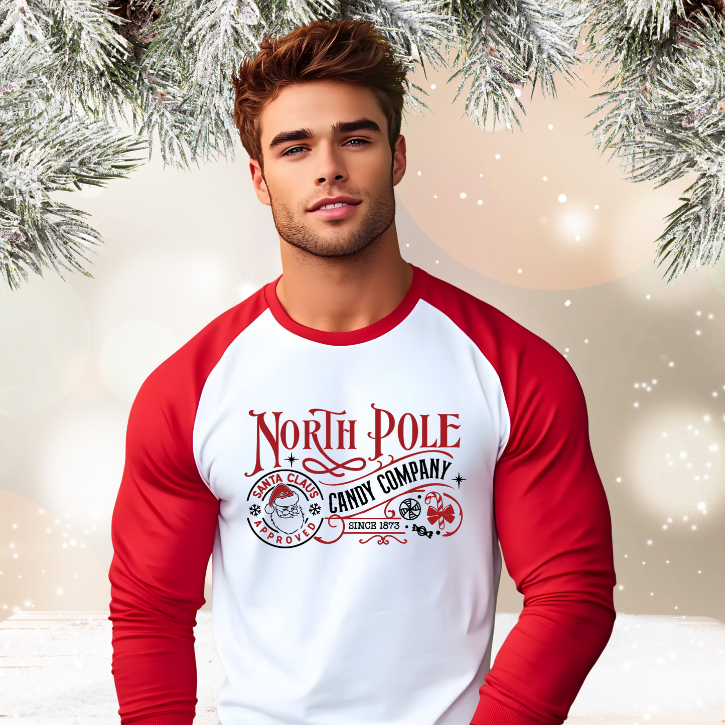North Pole Candy Company Baseball Tee