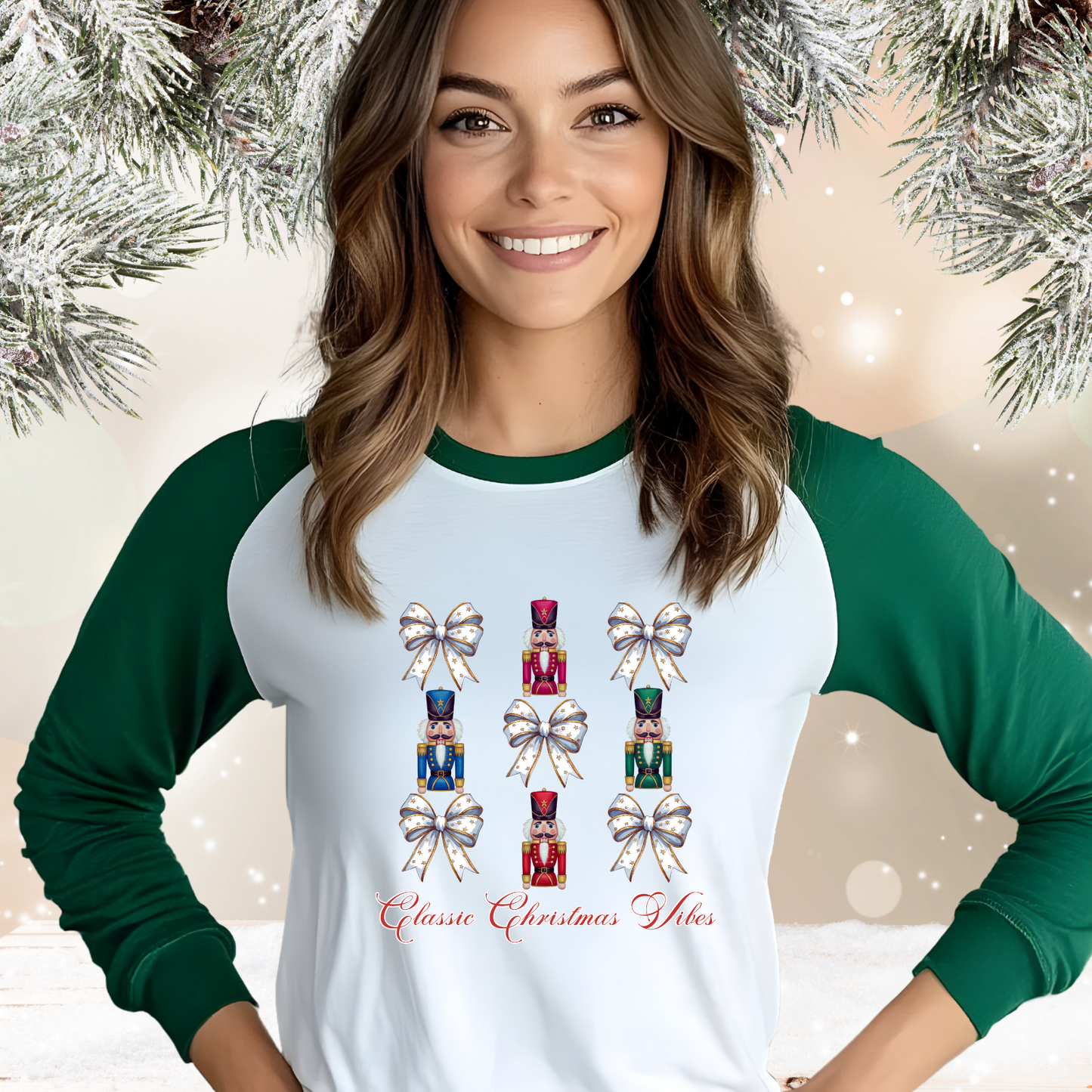 Classic Christmas Vibes Baseball Tee