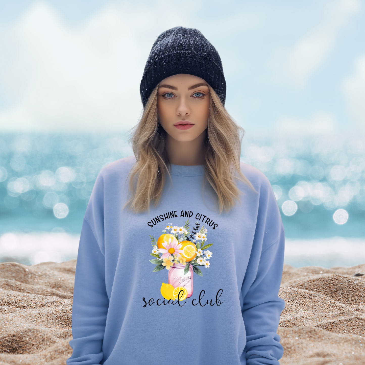 Sunshine And Citrus Social Club Crewneck Sweatshirt