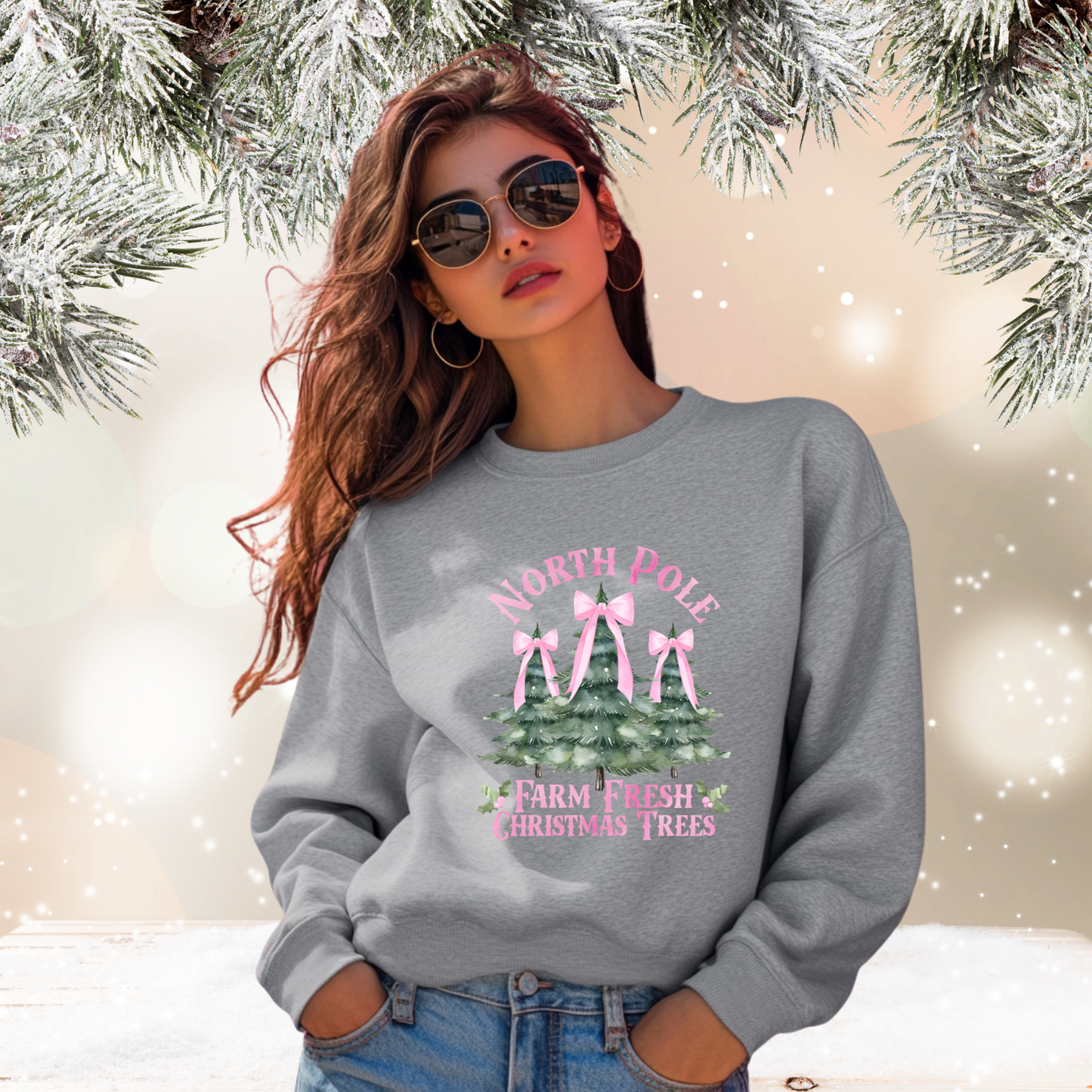 North Pole Christmas Trees Crewneck Sweatshirt