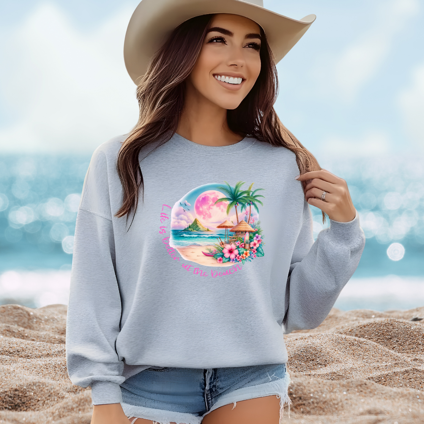 Life Is Better At The Beach Crewneck Sweatshirt