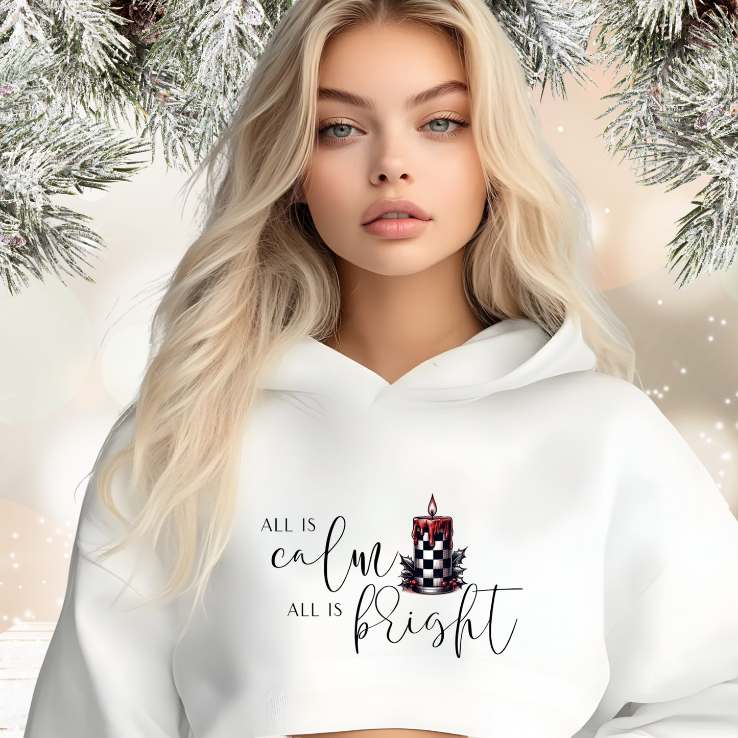 All Is Calm, All Is Bright Crop Hoodie